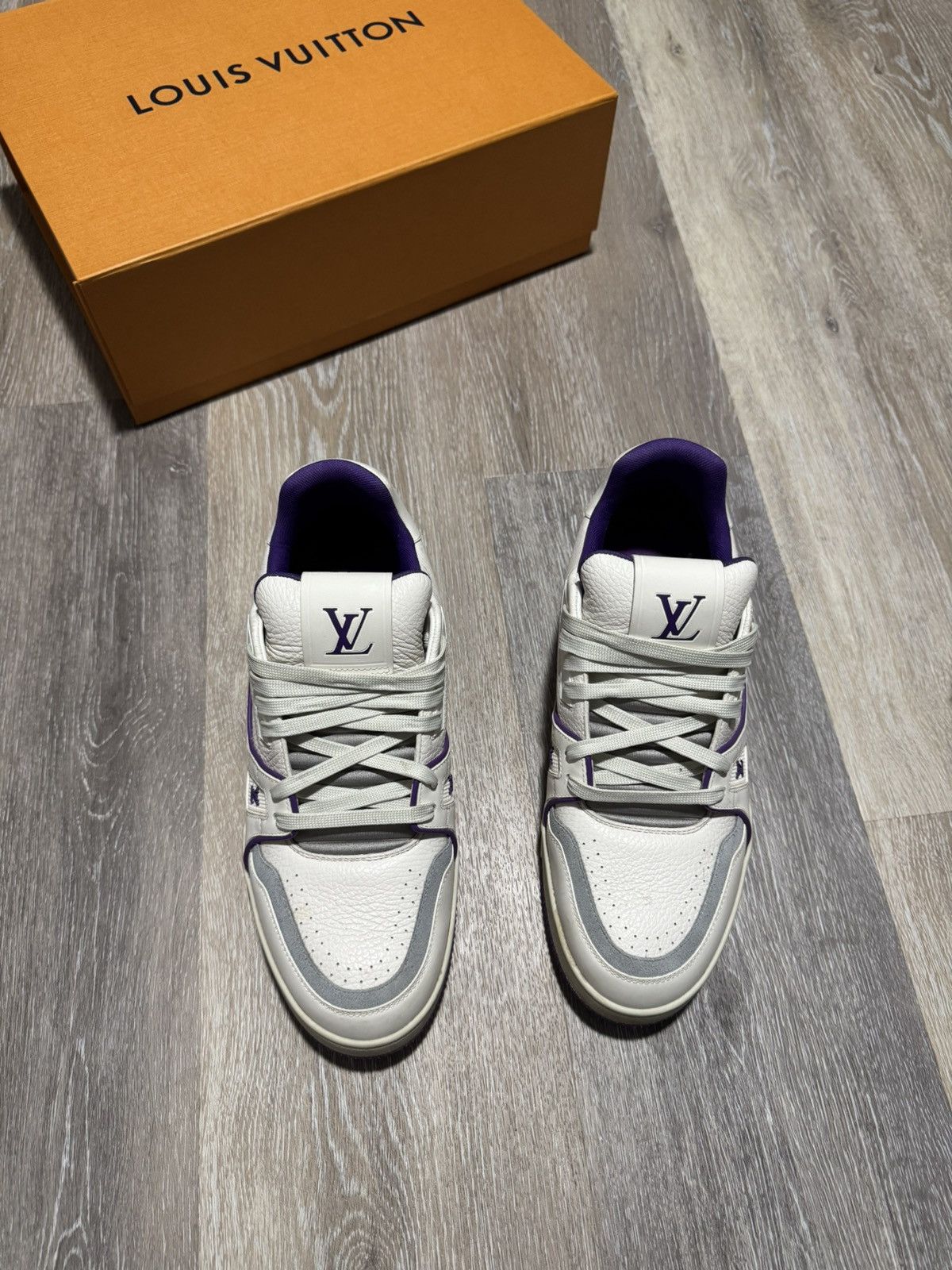 Louis Vuitton White purple #54 signature trainers Size US 8.5 / EU 41-42 - 2 Thumbnail