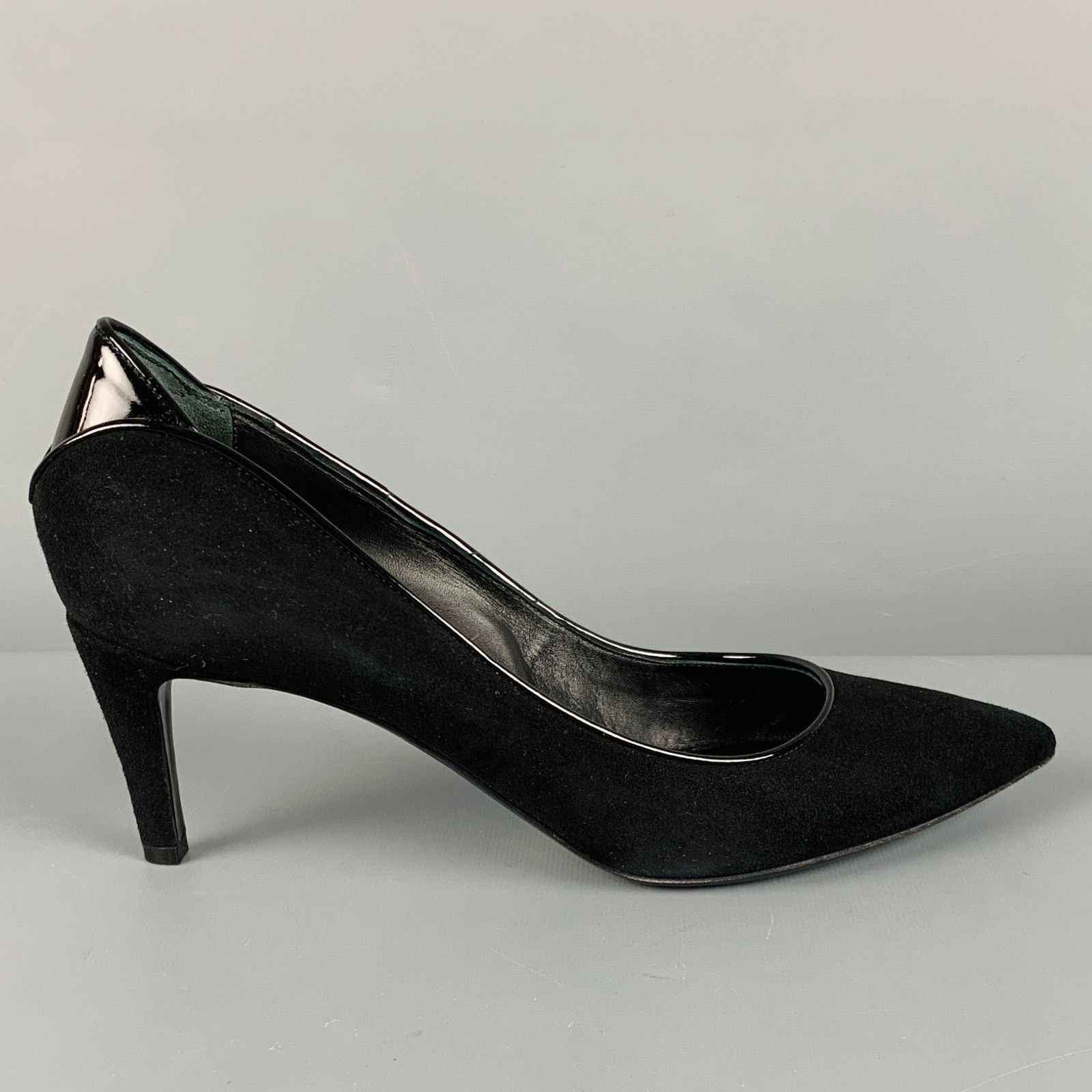 Armani Collezioni Size 9.5 Black Suede Patent Leather Classic Pumps Size US 9.5 / IT 39.5 - 2 Thumbnail
