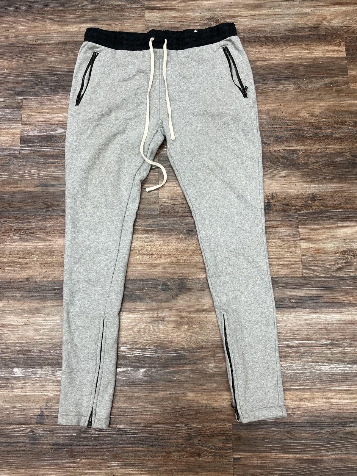 image of Fear Of God Fog Essentials Zipper Sweatpants in Grey, Men's (Size 40)