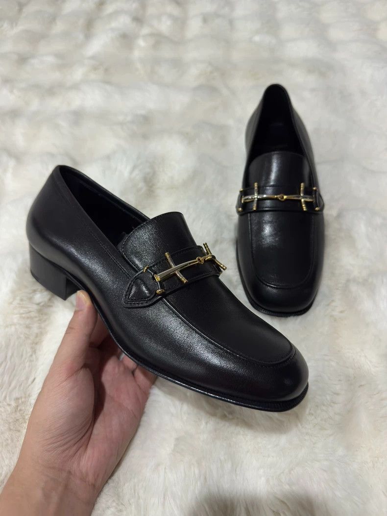 Saint Laurent Paris Saint laurent paris Black and gold loafers shoes 2506-Nexta Size US 7 / EU 40 - 2 Thumbnail