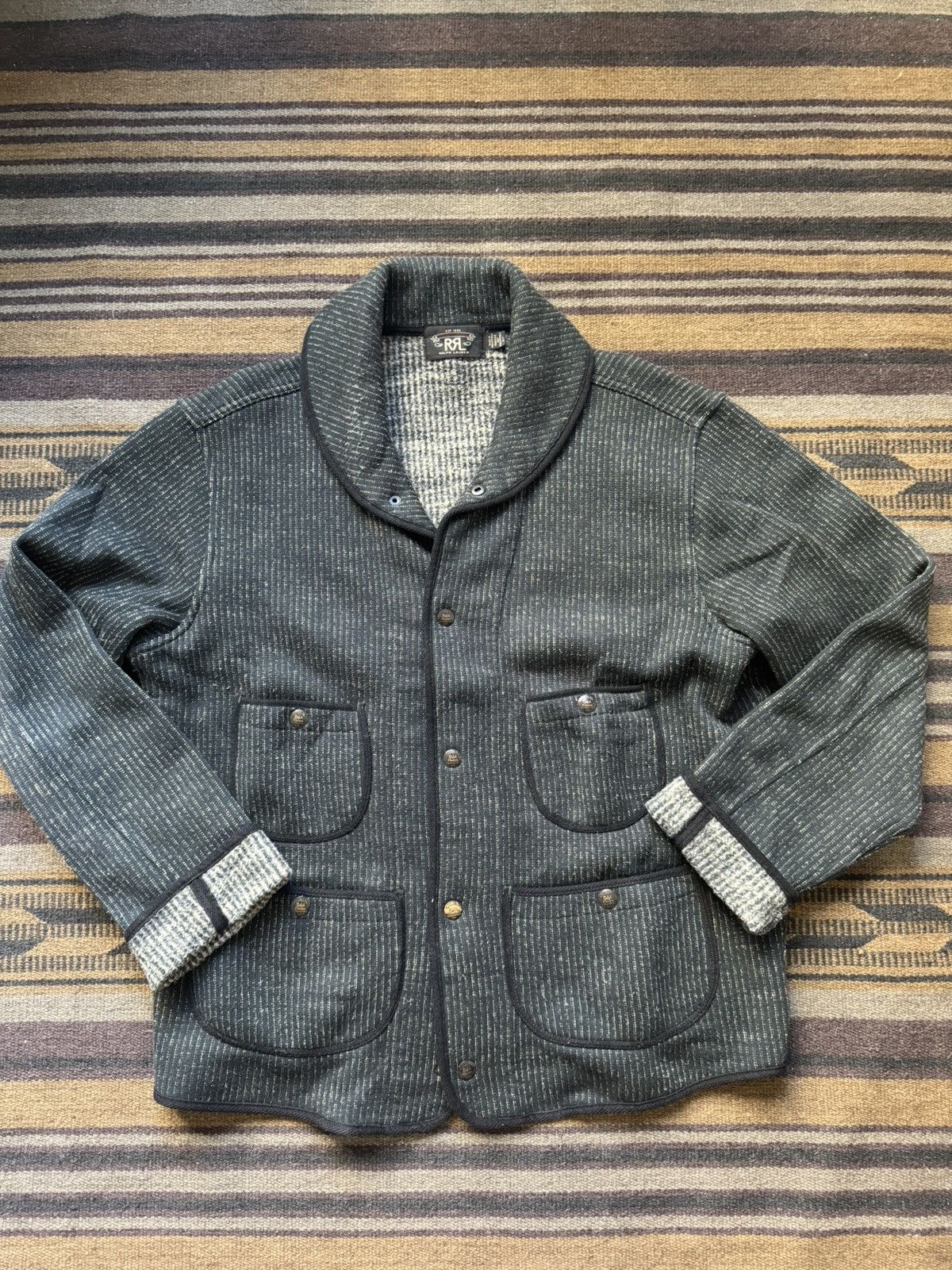 RRL Ralph Lauren Browns Beach Shawl Collar Jacket Size US L / EU 52-54 / 3 - 1 Thumbnail