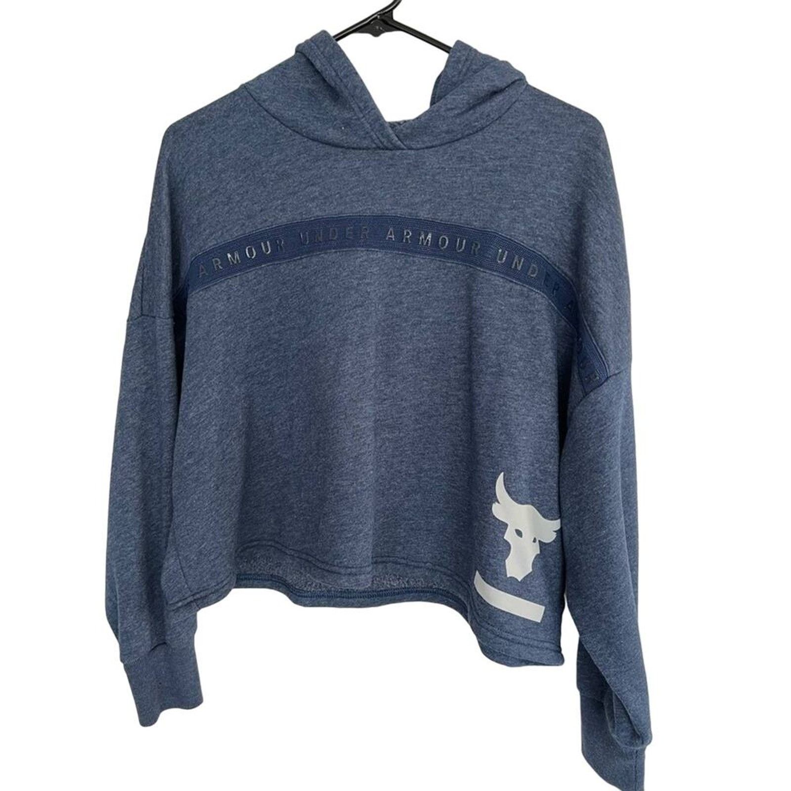Under Armour Under Armour Project Rock Navy Fleece Crop Hoodie Womens XS Size XS / US 0-2 / IT 36-38 - 1 Thumbnail