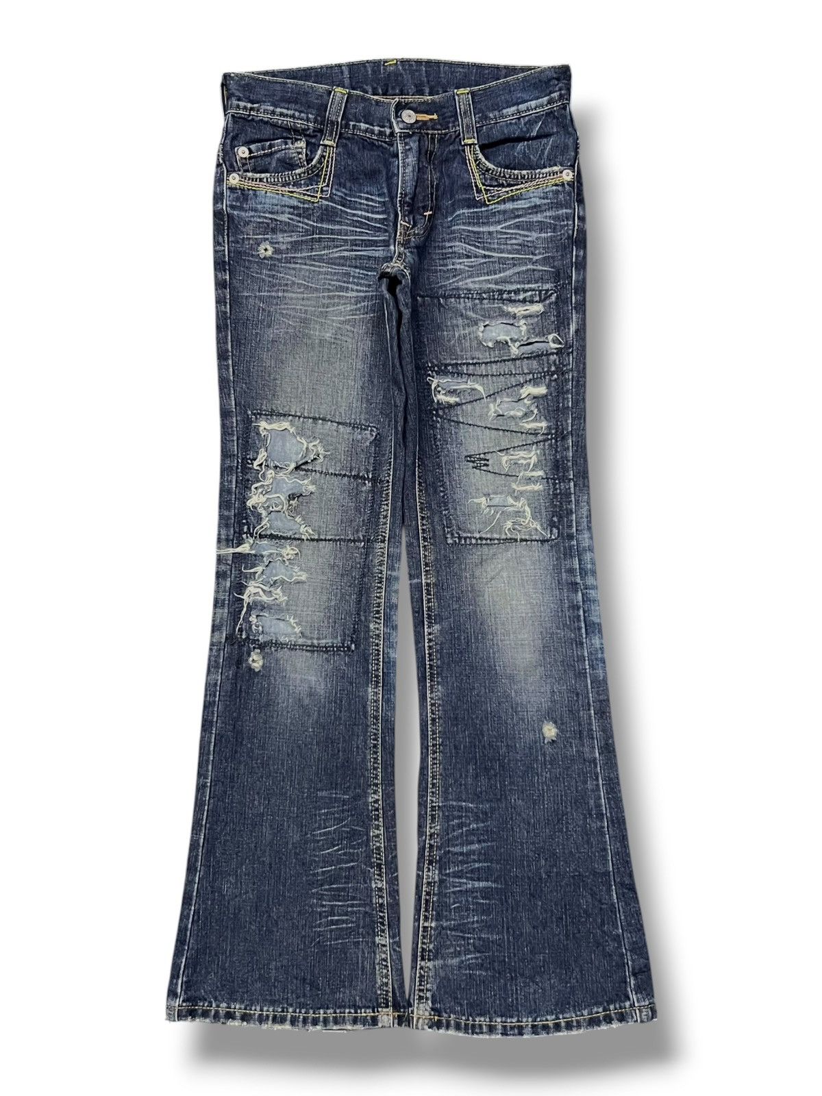 Edwin Flared Vintage Edwin - Faded Wash, Low Rise,Distressed Denim Size 27" / US 4 / IT 40 - 2 Thumbnail