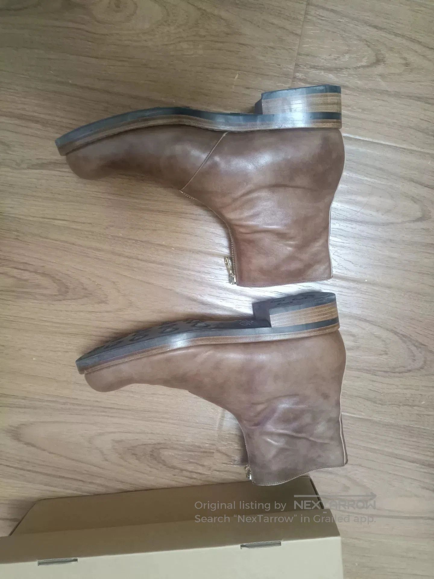 Other Natural Cowhide Patina Zip Boots. Size US 9.5 / EU 42-43 - 2 Thumbnail
