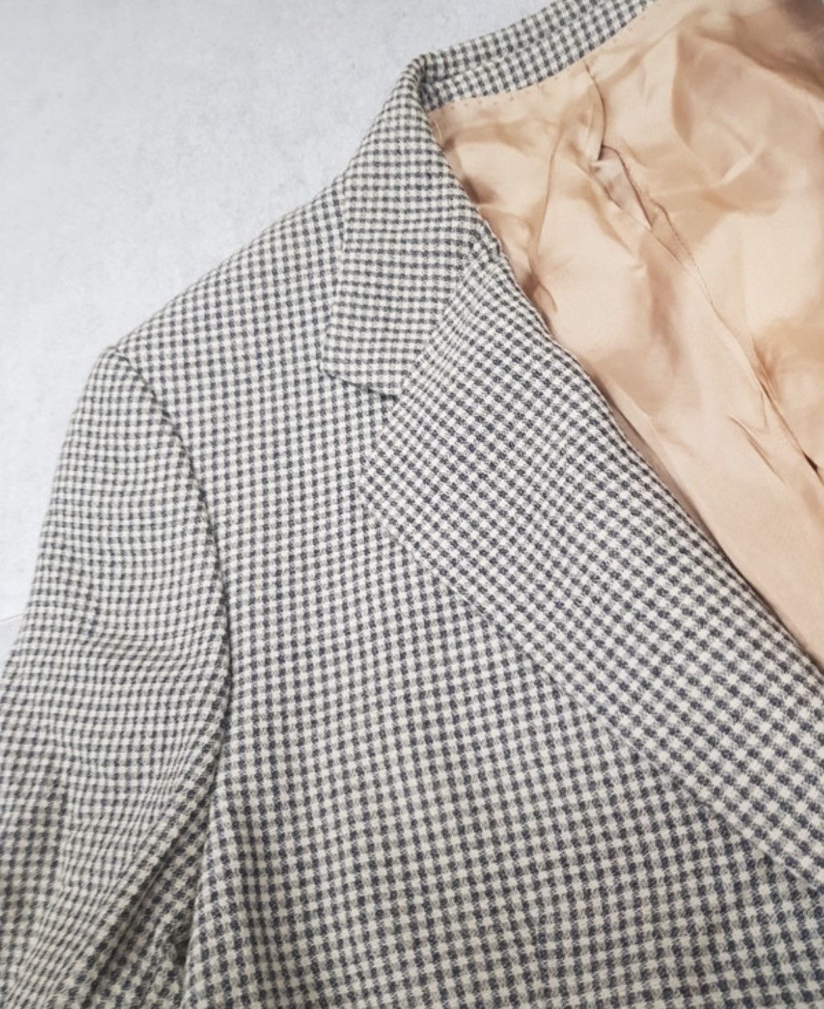 Designer × Vintage 90s Vintage Beige/black checked double lined Blazer jacket Size US S / EU 44-46 / 1 - 2 Thumbnail