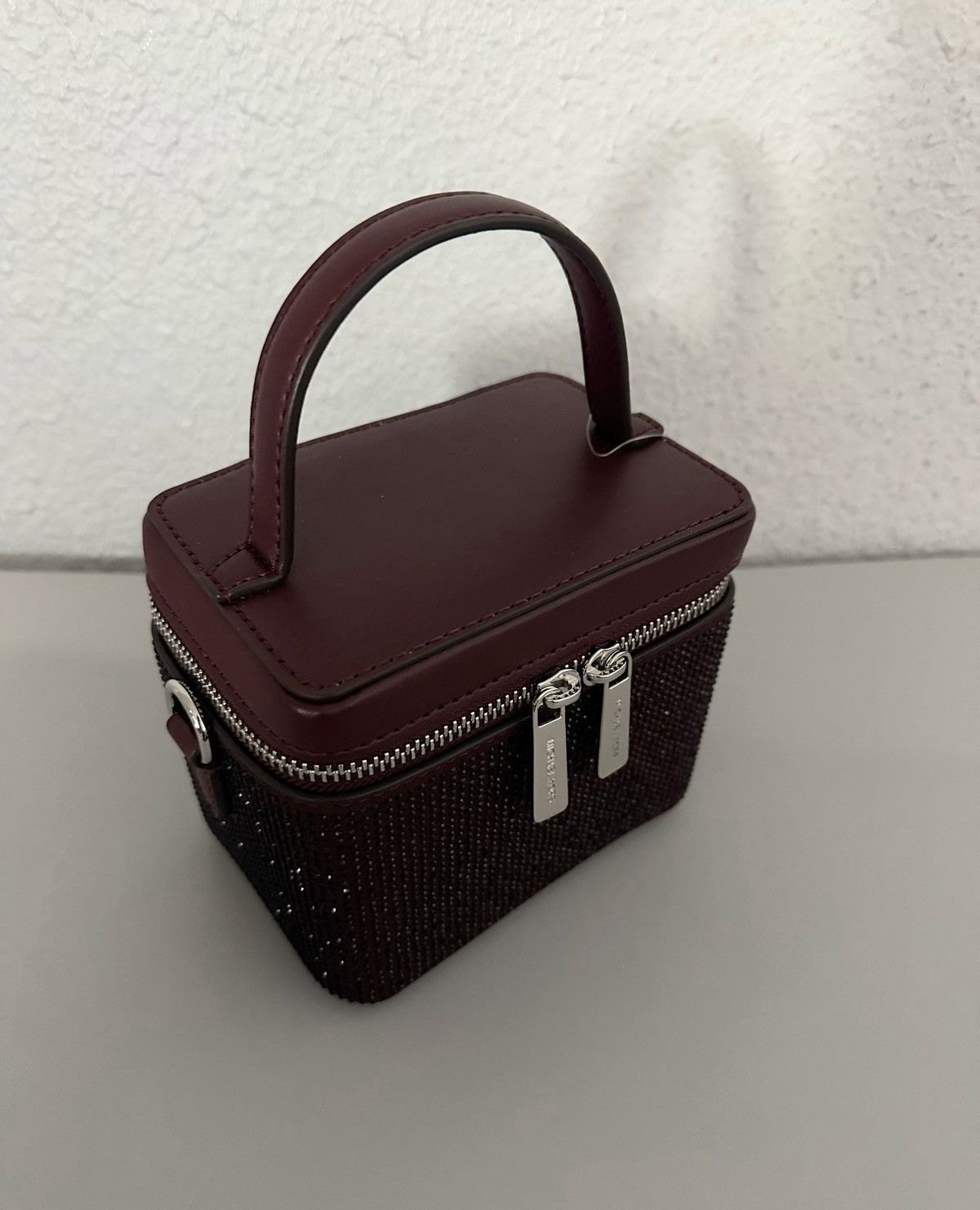 Michael Kors Sandrine Small Box Crossbody Bag With Cristal In Oxblood Size ONE SIZE - 4 Thumbnail