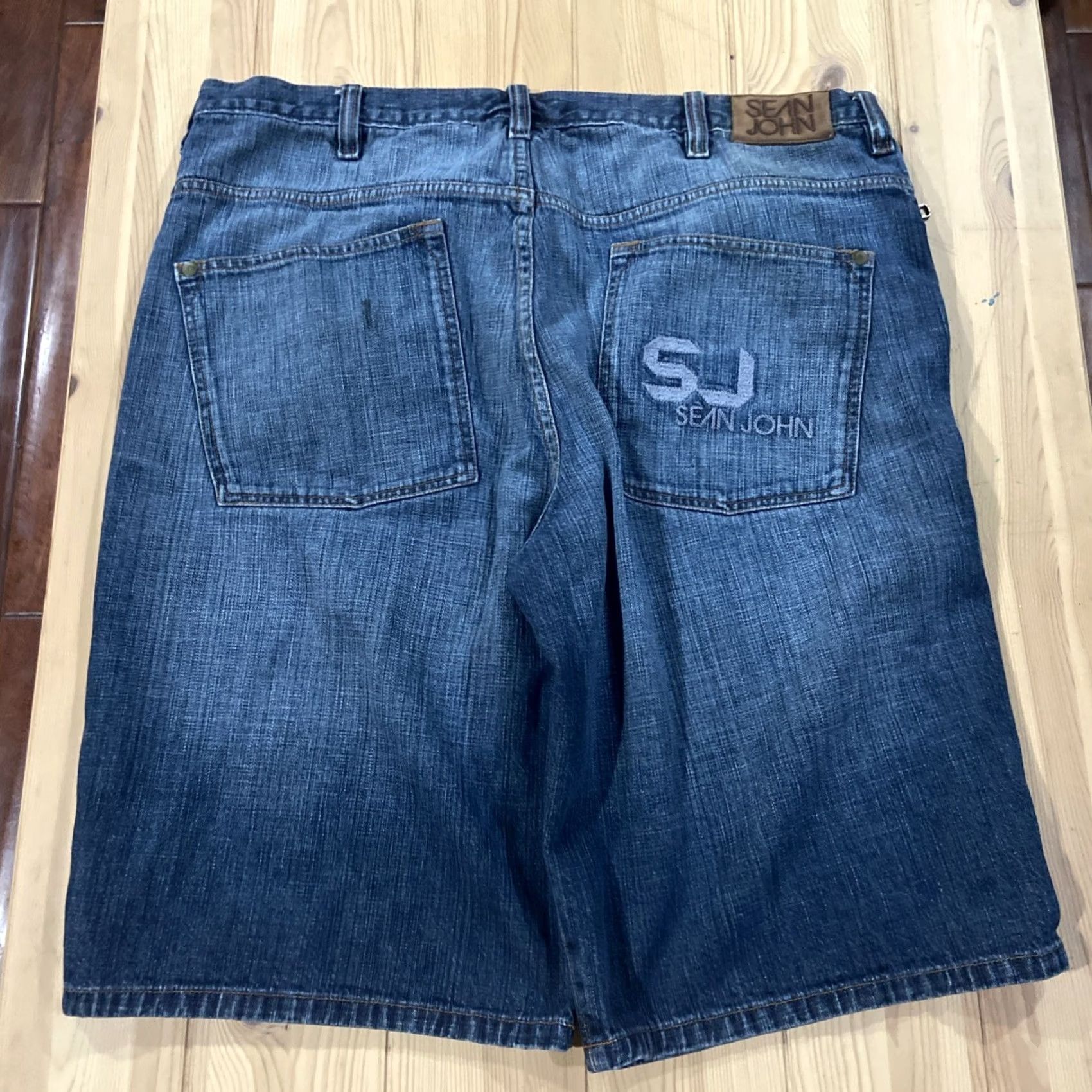 Sean John Sean John Vintage Hip Hop Baggy Jeans Short Size 38 Denim Jorts 5-Pocket Dark Blue Cotton Relaxed-Plain Streetwear Men Size US 38 / EU 54 - 2 Thumbnail