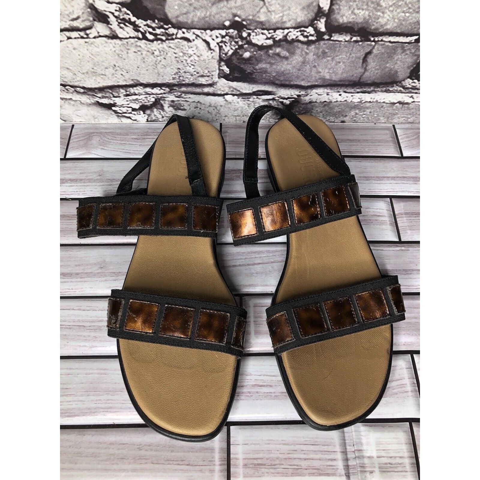 Other Munro Brown Synthetic Textile Comfort Heel Slingback Sandals Size US 5.5 / IT 35.5 - 10 Thumbnail