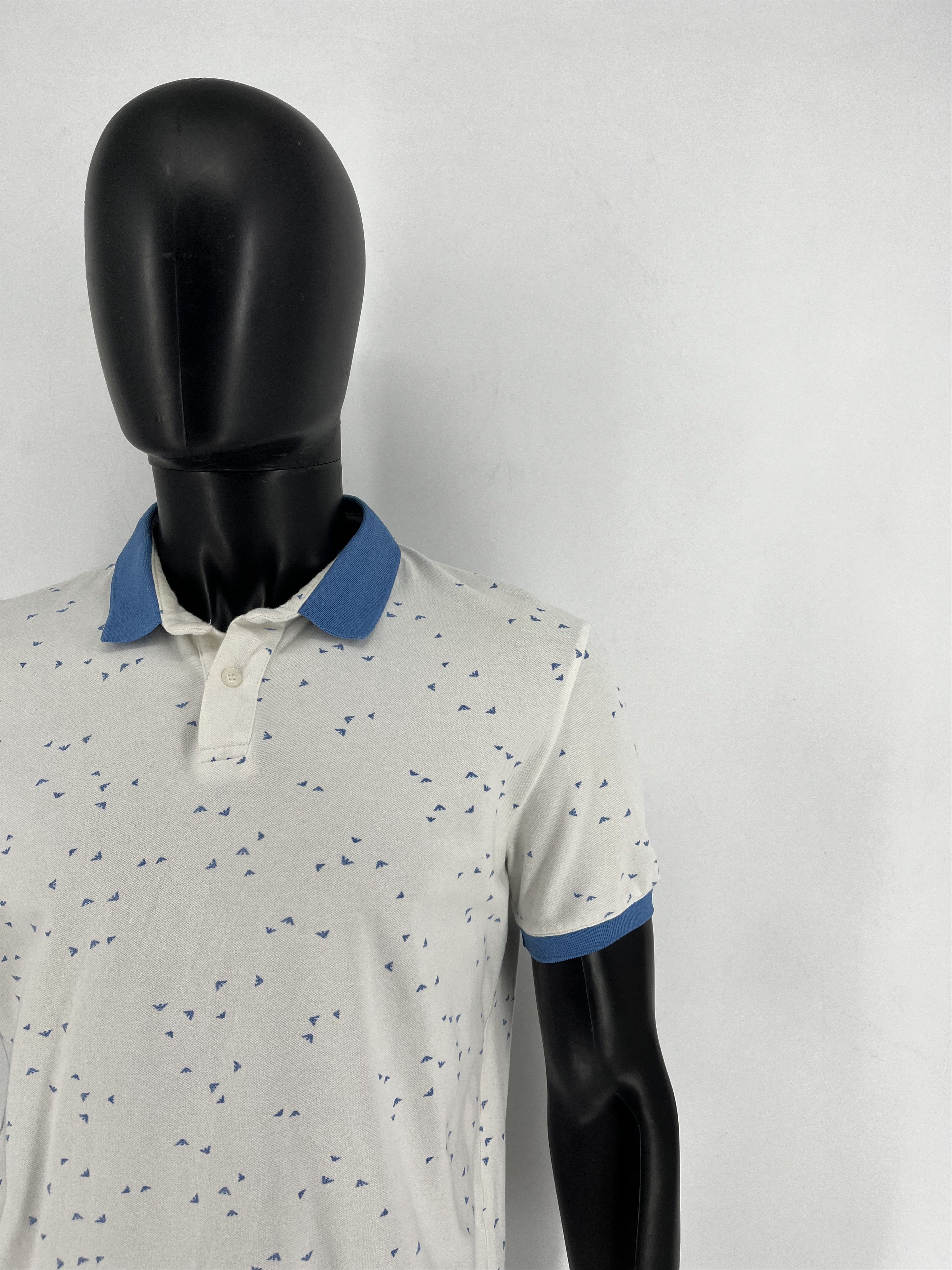 Armani Armani Jeans Monogram Logo Washed White Polo Size L Size US L / EU 52-54 / 3 - 7 Thumbnail