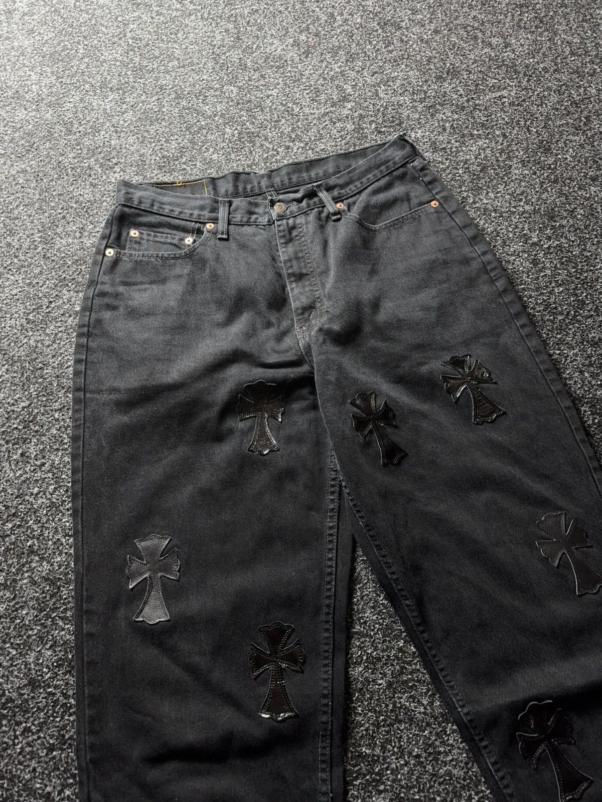 Vintage Vintage 90s Custom Chrome Hearts Style Cross Denim Jeans Size US 33 - 7 Thumbnail