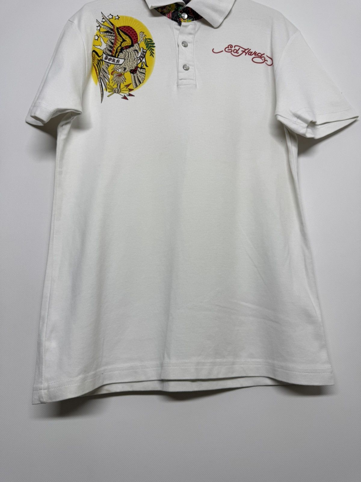 Ed Hardy Ed Hardy Big Logo Polo Shirt Rhinestones Drip Swag y2k Size M / US 6-8 / IT 42-44 - 9 Thumbnail