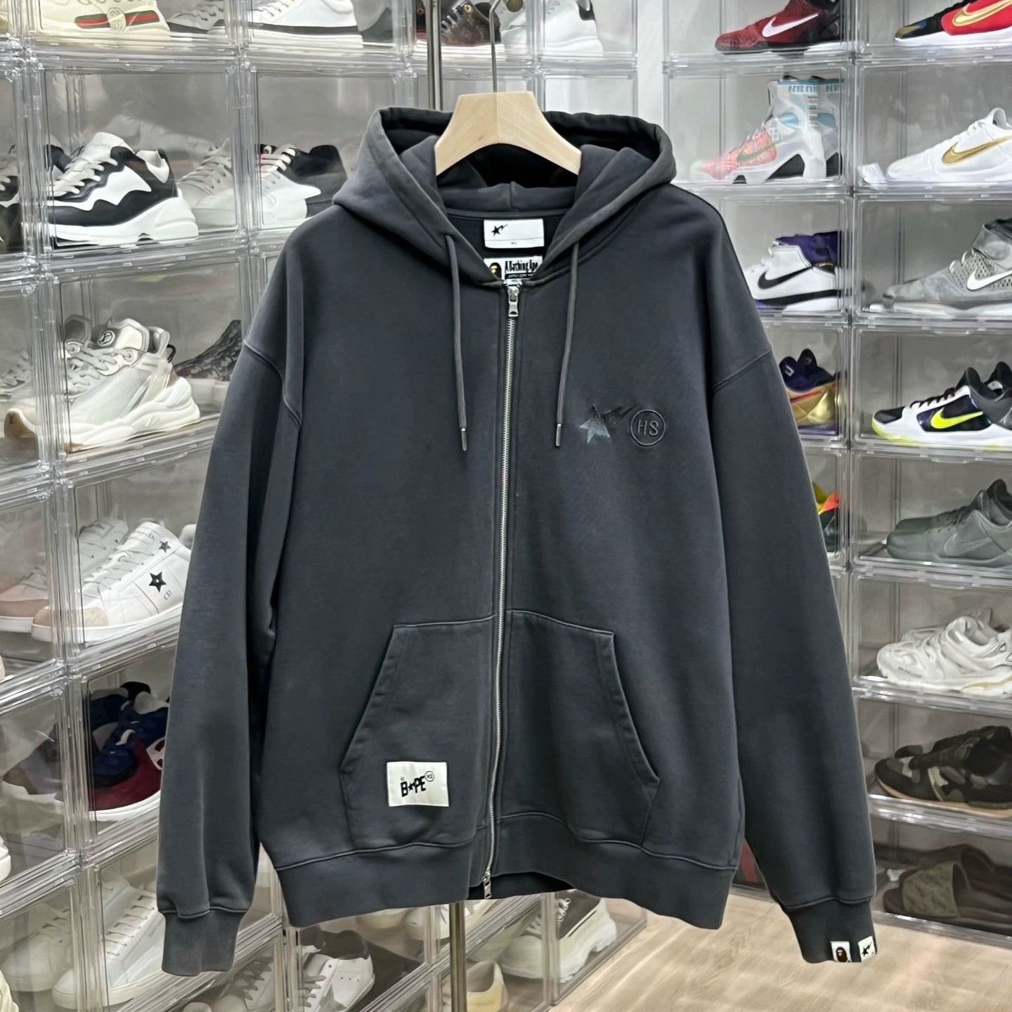 Bape bape x hs zip-up hoodie charcoal gray Size US XL / EU 56 / 4 - 1 Thumbnail