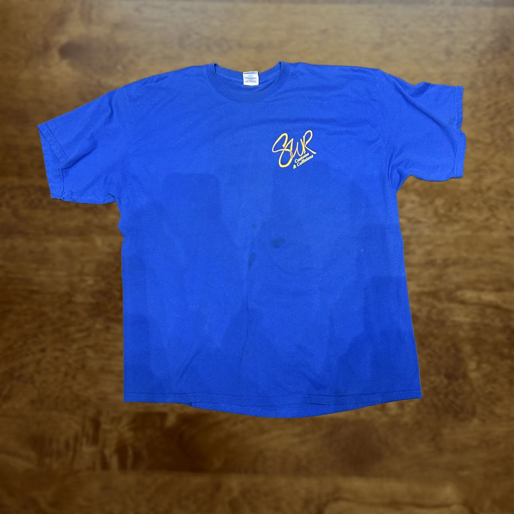 Gildan Gildan Shirt Mens 2XL Blue SUR Customs & Collisions Graphic Tee Car Fire Back Flame Crew Neck Short Sleeve Size US XXL / EU 58 / 5 - 1 Thumbnail
