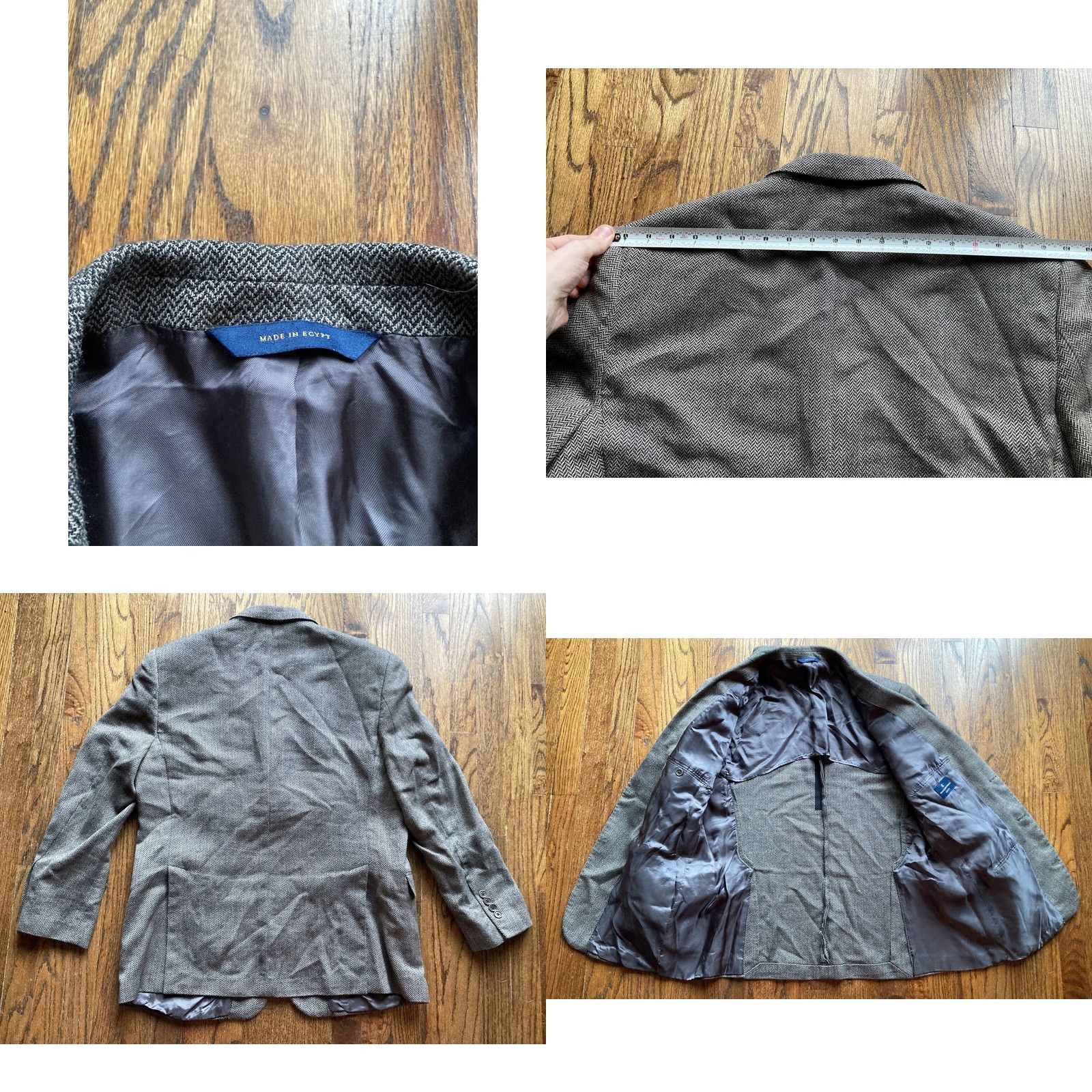 Brooks Brothers Brooks Brothers Regent Fit Blazer Mens Size 46R Wool Blend Herringbone Brown Size 46R - 8 Thumbnail