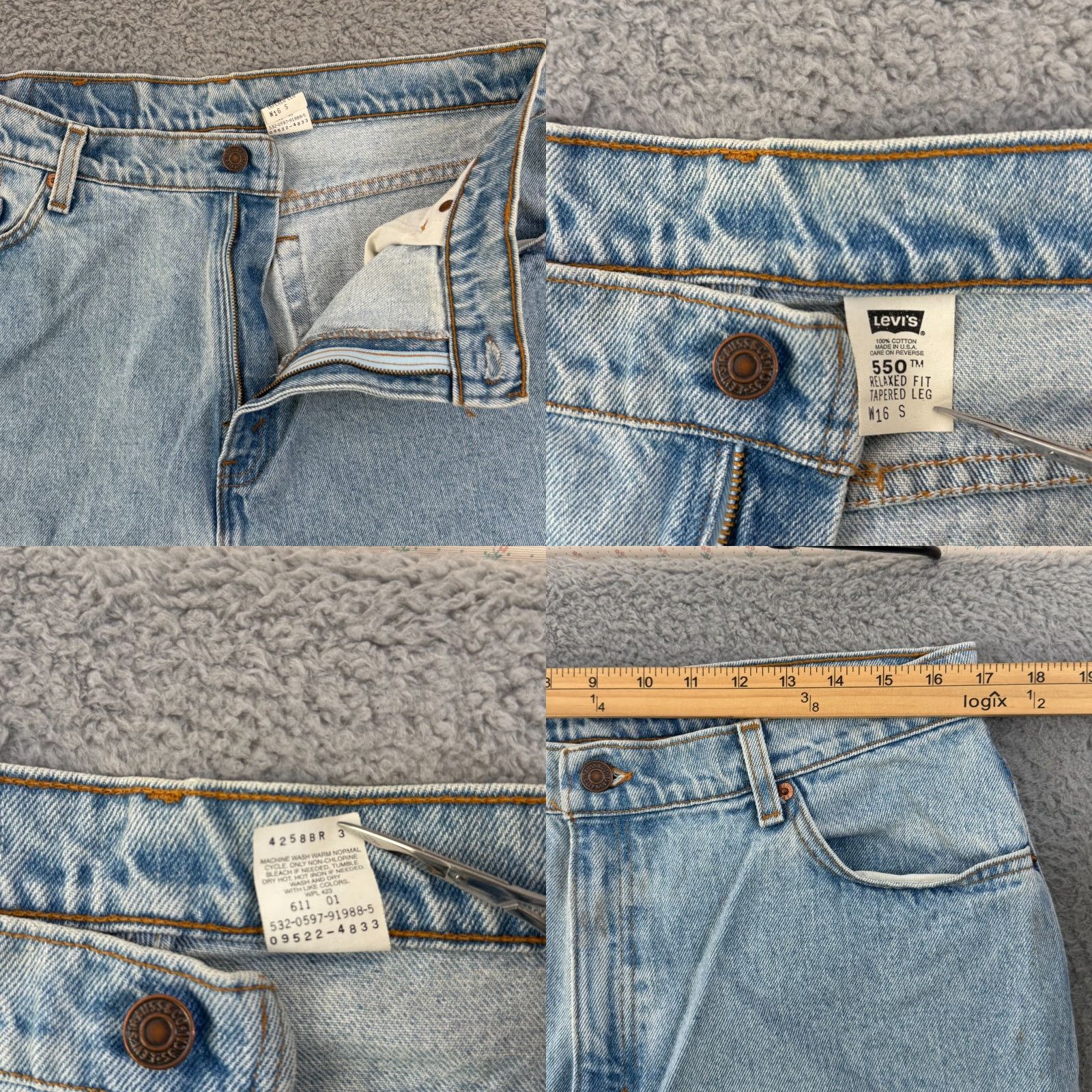 Levi's VINTAGE Levi's 550 Jeans Womens 16 Blue Tapered Leg 90s Relaxed Fit 34x31 Denim Size 38" / US 16 / IT 52 - 8 Thumbnail
