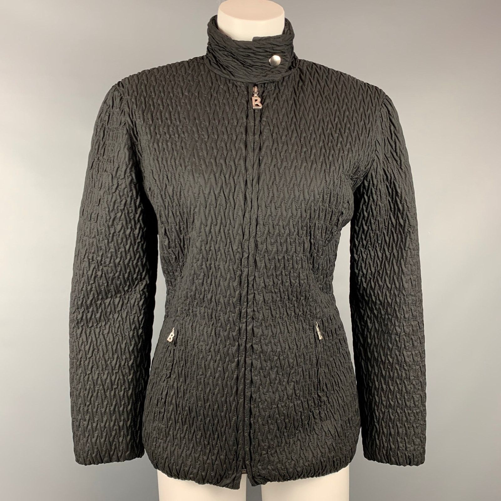 Bogner BOGNER Size 6 Black Quilted Textured Nylon Jacket Size M / US 6-8 / IT 42-44 - 1 Thumbnail