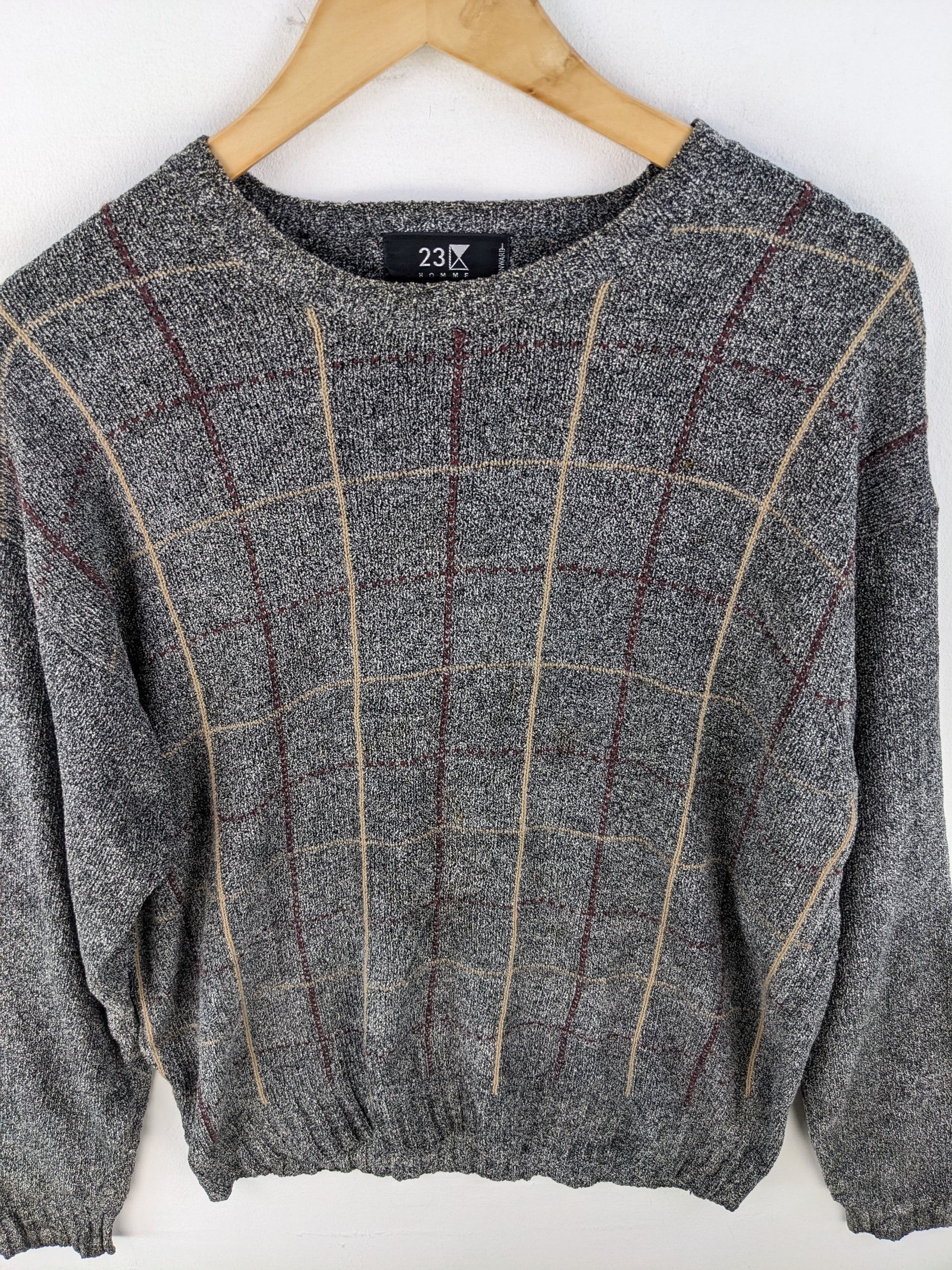 Aran Isles Knitwear × Japanese Brand × Vintage Vintage 23 Homme Wool Sweater Checkered Size US M / EU 48-50 / 2 - 9 Thumbnail