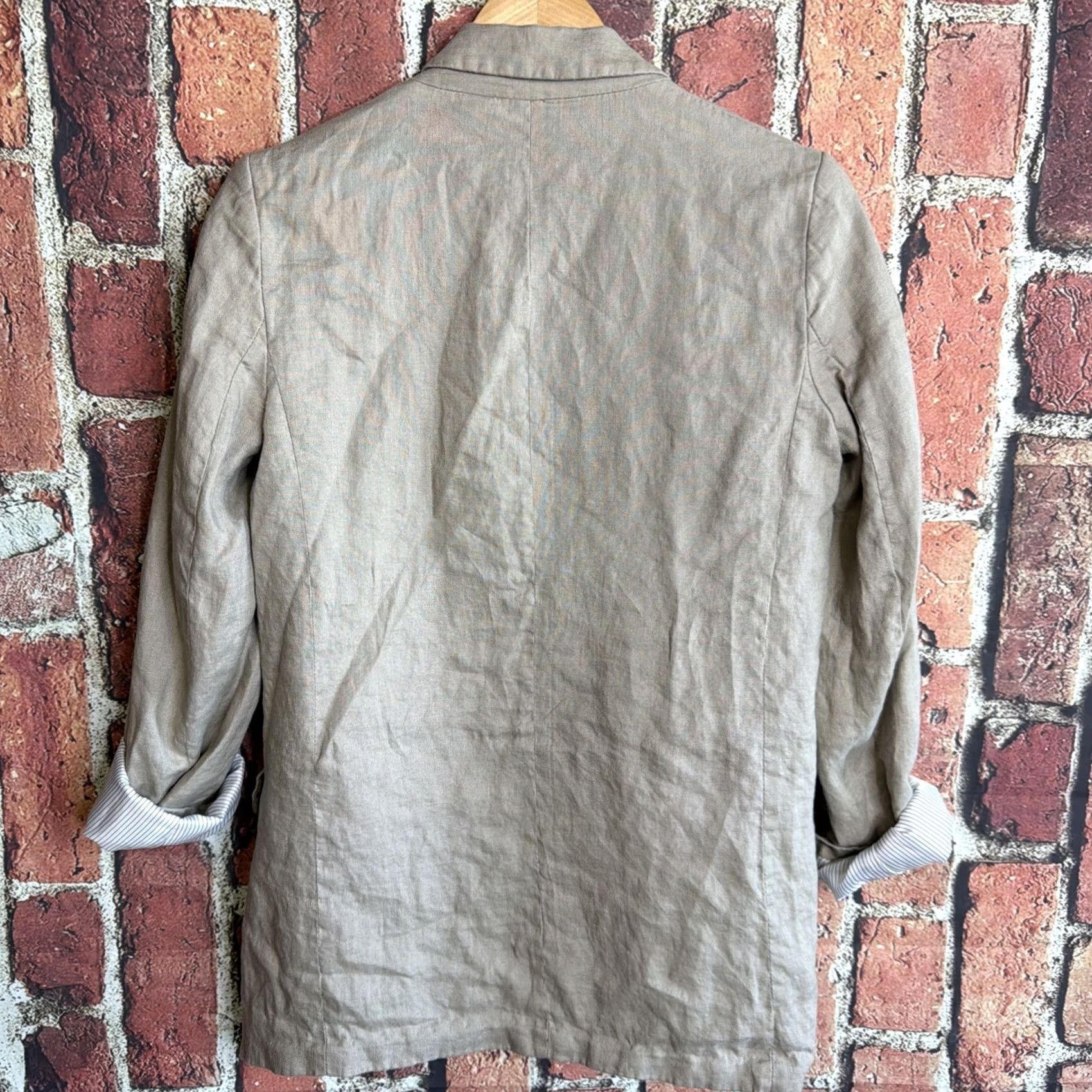 Zara ZARA Blazer Jacket Women's Beige 100% Linen Lined Size M Regular Notch Lapel Size M / US 6-8 / IT 42-44 - 3 Thumbnail