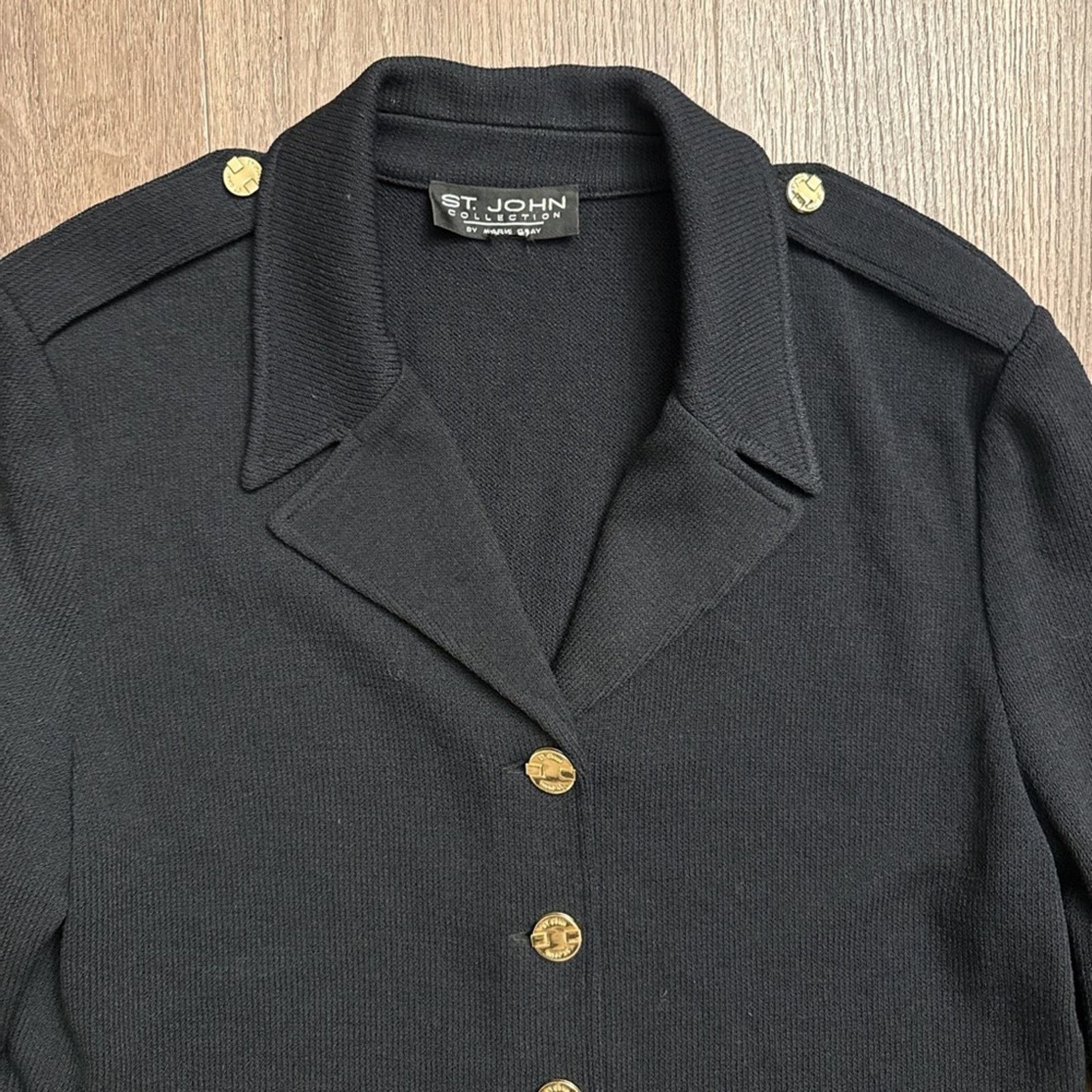 St. John VNTG St. John knit Black Jacket with Gold Buttons Size M / US 6-8 / IT 42-44 - 2 Thumbnail