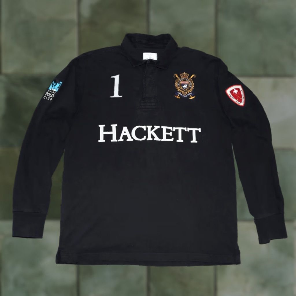 Hackett HACKETT SNOW POLO TEAM SWEATSHIRT MEN'S LARGE RUGBY POLO NECK EMBROIDERED BLACK Shirt Mens L Black Embroidered Rugby Sweatshirt Size US L / EU 52-54 / 3 - 1 Thumbnail