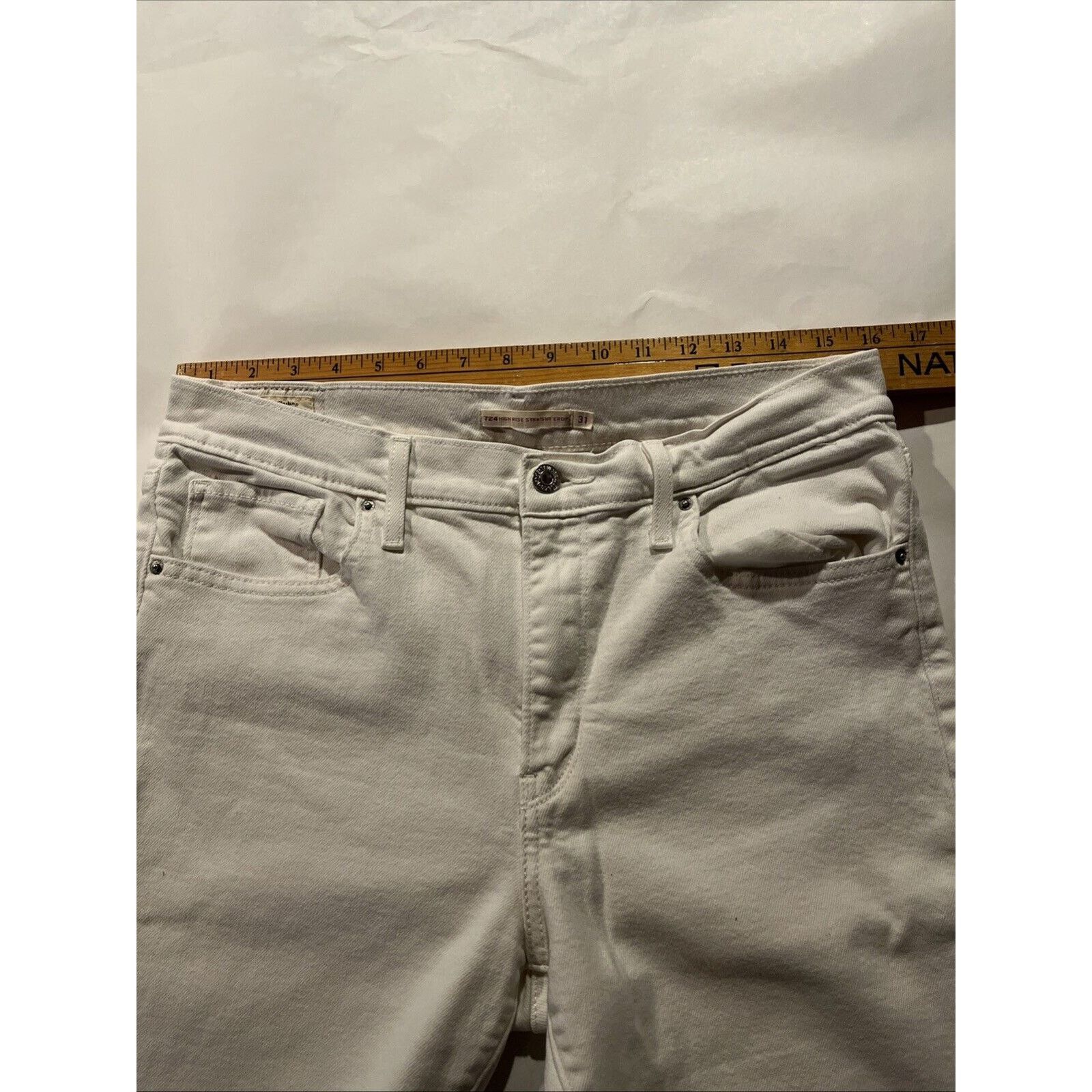 Levi's Levi’s 724 Jeans Womens 31 32x24 High Straight Raw Hem White Size 31" - 10 Thumbnail