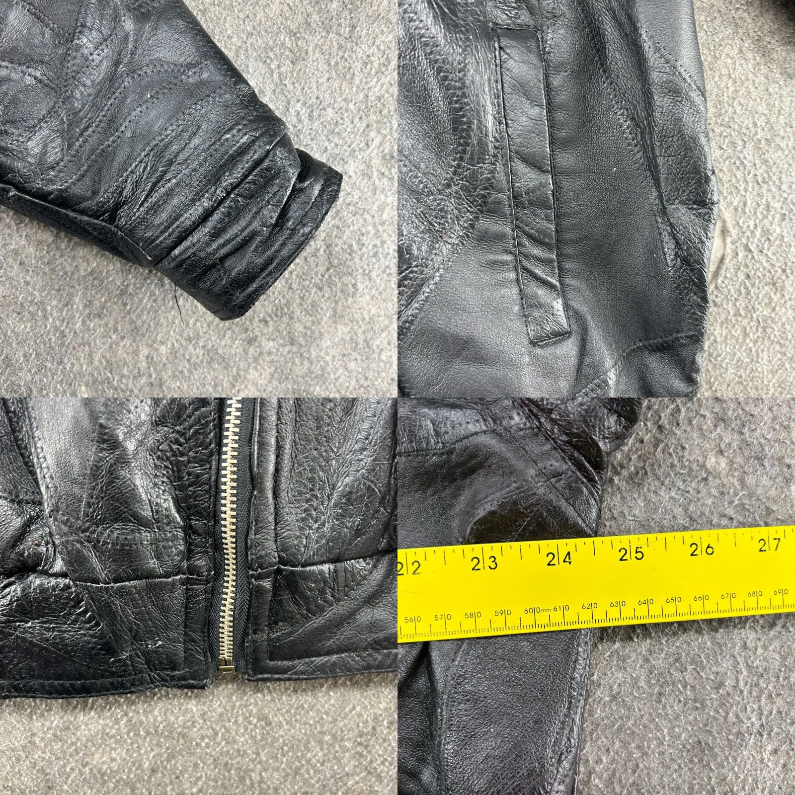 Vintage VINTAGE Leather Jacket Mens XL Black Bomber Genuine Lined Patchwork Biker 90s Size US XL / EU 56 / 4 - 10 Thumbnail