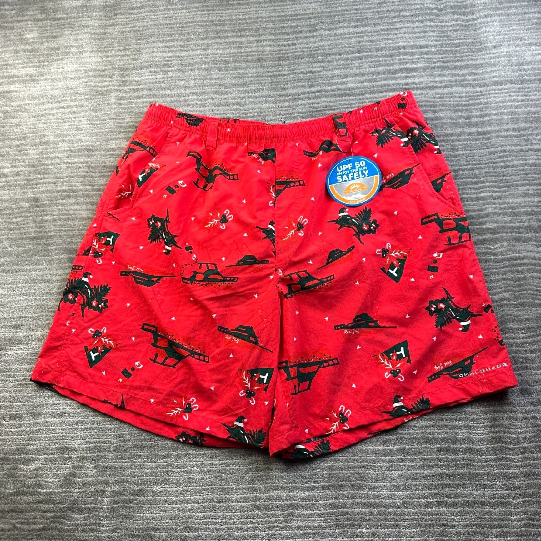 Vintage Columbia PFG Shorts Mens Extra Large Red Christmas Festive Holiday Fishing Size US 36 / EU 52 - 2 Thumbnail