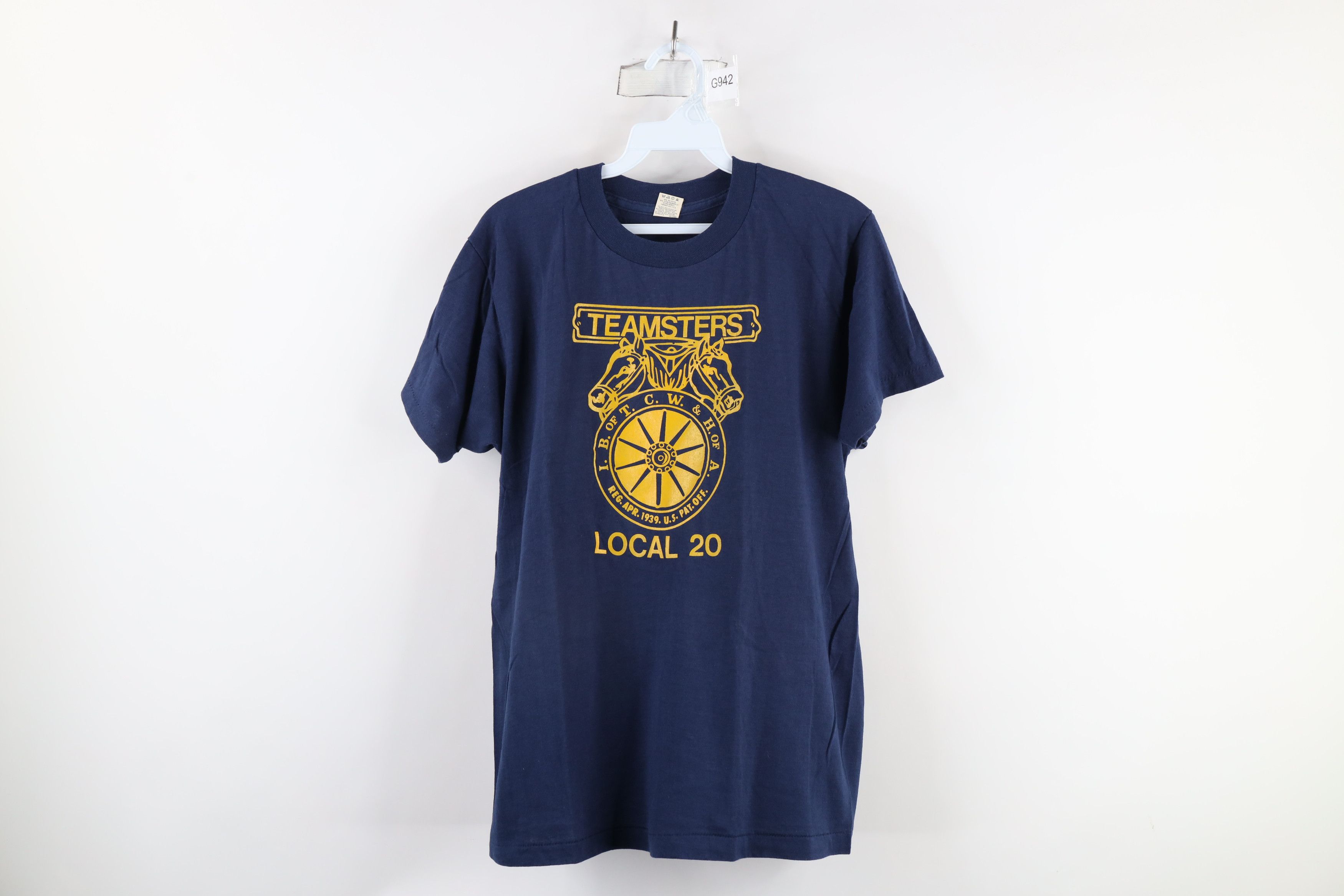 Vintage Deadstock Vintage 80s 20 Teamsters Union T-Shirt Blue USA Size US L / EU 52-54 / 3 - 1 Thumbnail