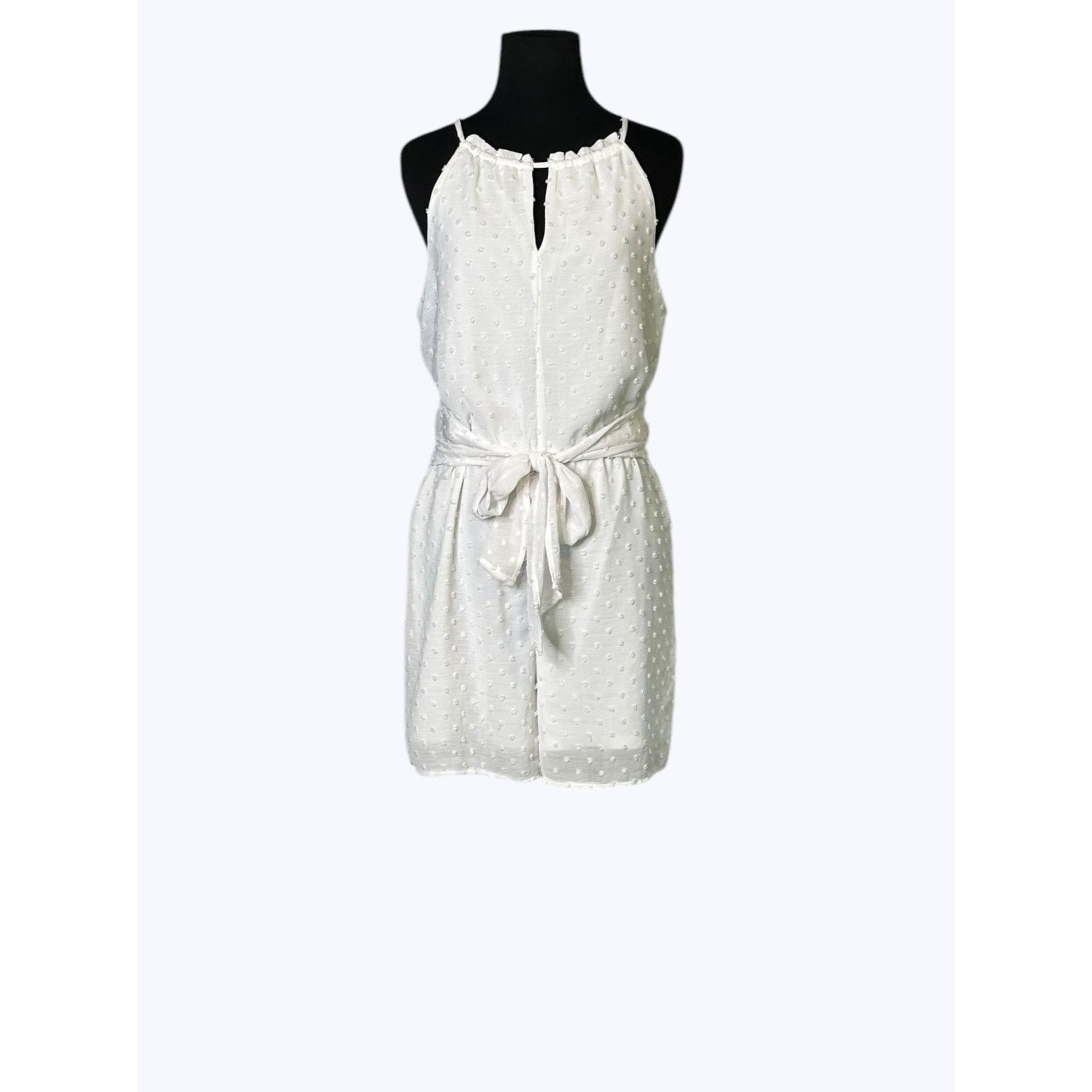Bar III BAR III white swiss dot texture halter romper size Medium Size 28" / US 6 / IT 42 - 13 Thumbnail