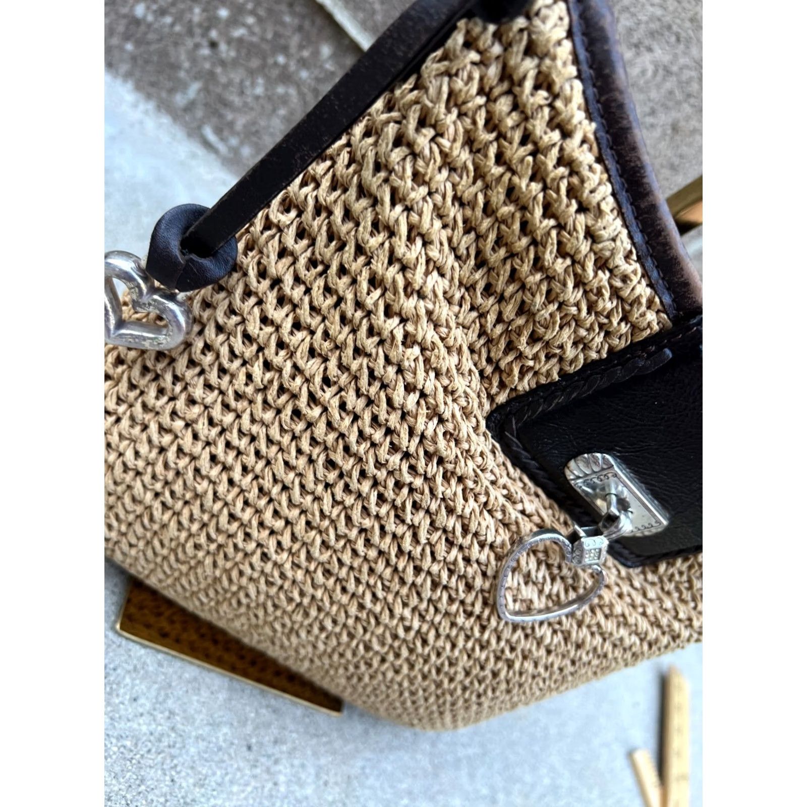 Brighton BRIGHTON Tweed Shoulder Purse Bag Beige Leather Square Womens Medium Bag 11 in 9 in 3 in Size ONE SIZE - 4 Thumbnail