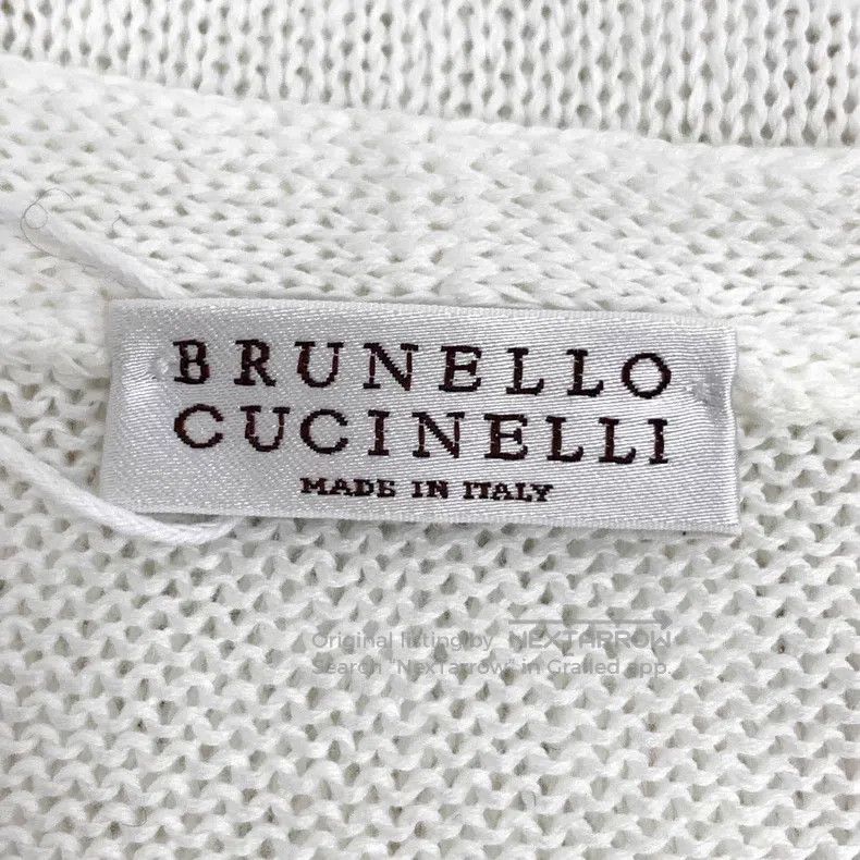 Brunello Cucinelli Brunello Cucinelli White sequin design cotton V-neck short Size S / US 4 / IT 40 - 5 Thumbnail