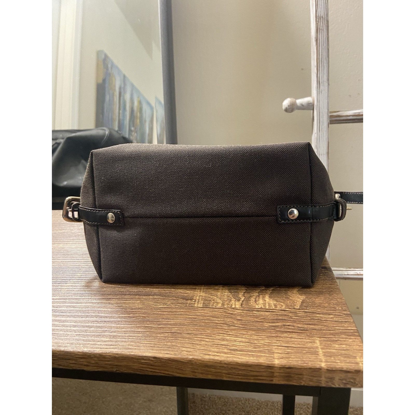 Prada Prada Canapa brown canvas leather buckle clutch pouch bag Size ONE SIZE - 8 Thumbnail