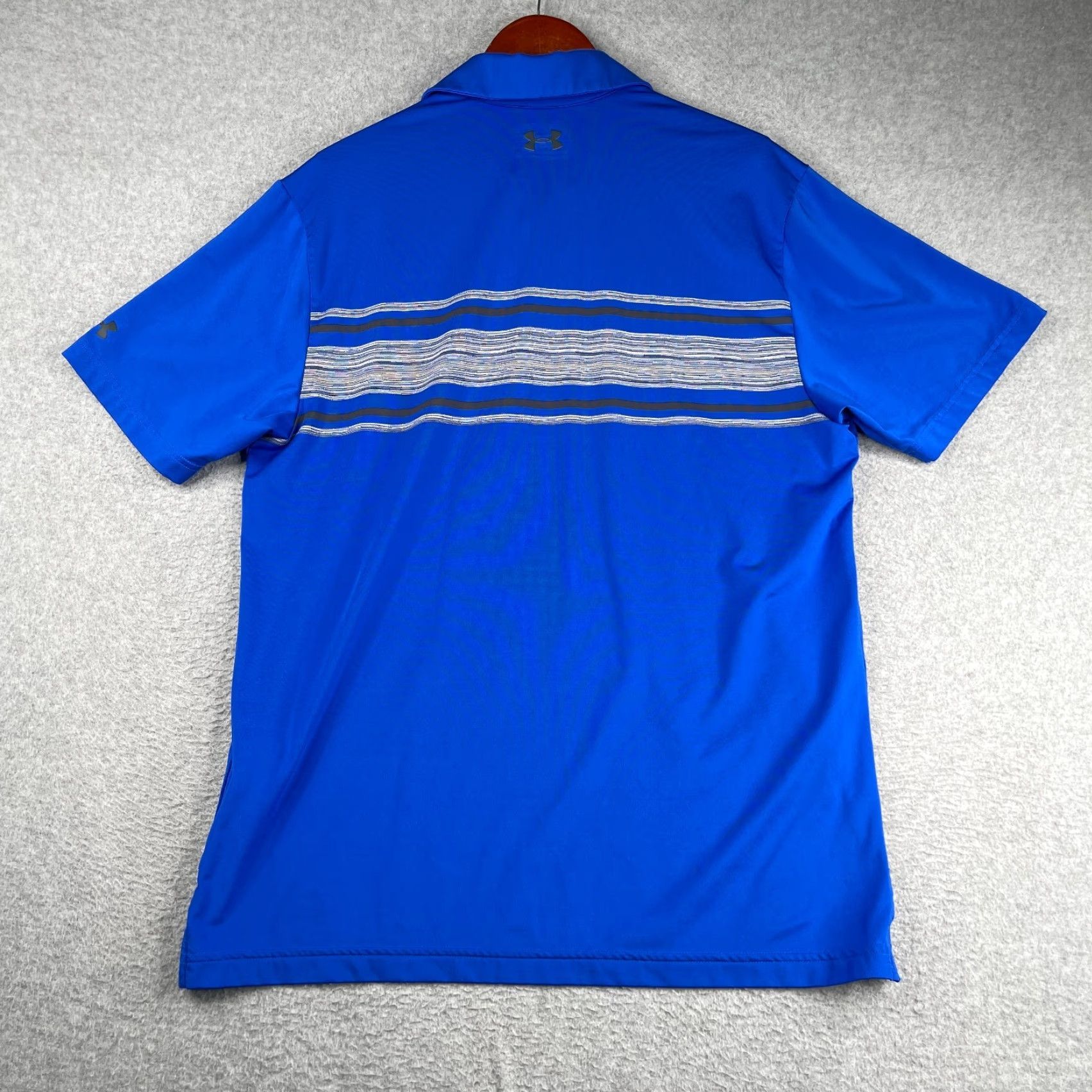 Under Armour Under Armour HeatGear Polo Shirt Mens Large Blue Striped Performance Polo Shirt Regular Fit Sports Golf Shirts Size US L / EU 52-54 / 3 - 6 Thumbnail