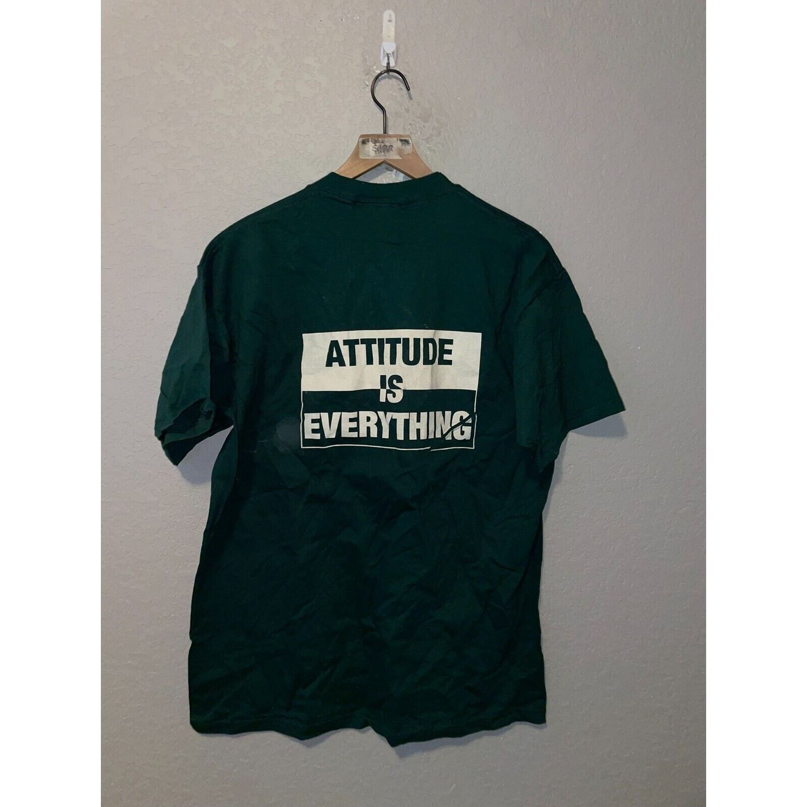 Jerzees Vintage Test Print Shirt Precision Attitude Green Tee 90s L Size US L / EU 52-54 / 3 - 4 Thumbnail