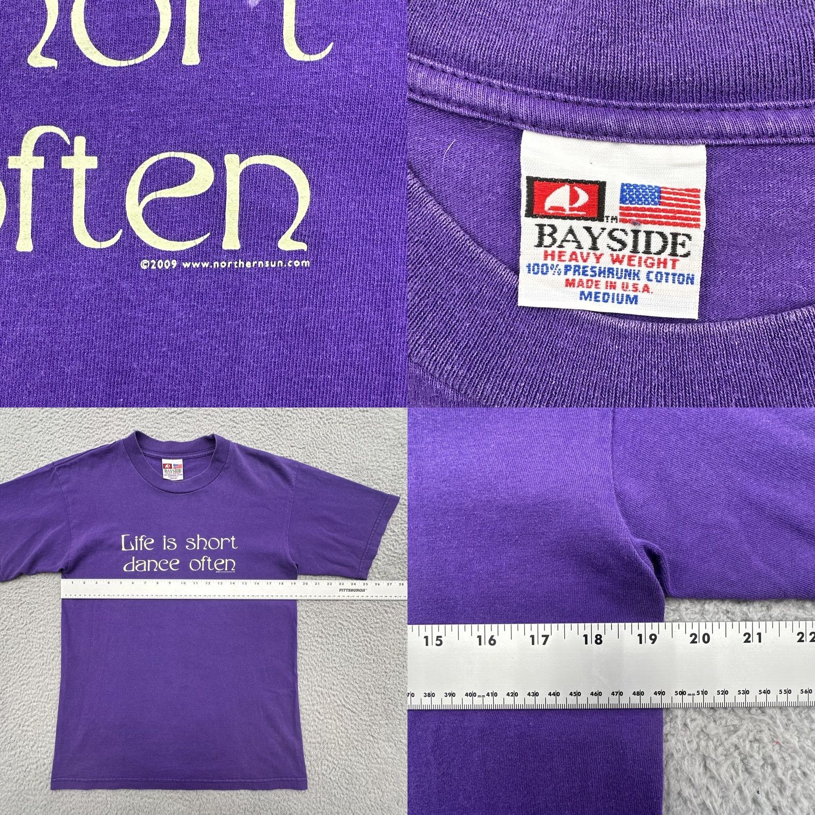 Vintage VINTAGE Bayside Mens M Purple T Shirt USA Made Dance Often Logo Solid Short Sleeve Crew Neck Size US M / EU 48-50 / 2 - 8 Thumbnail