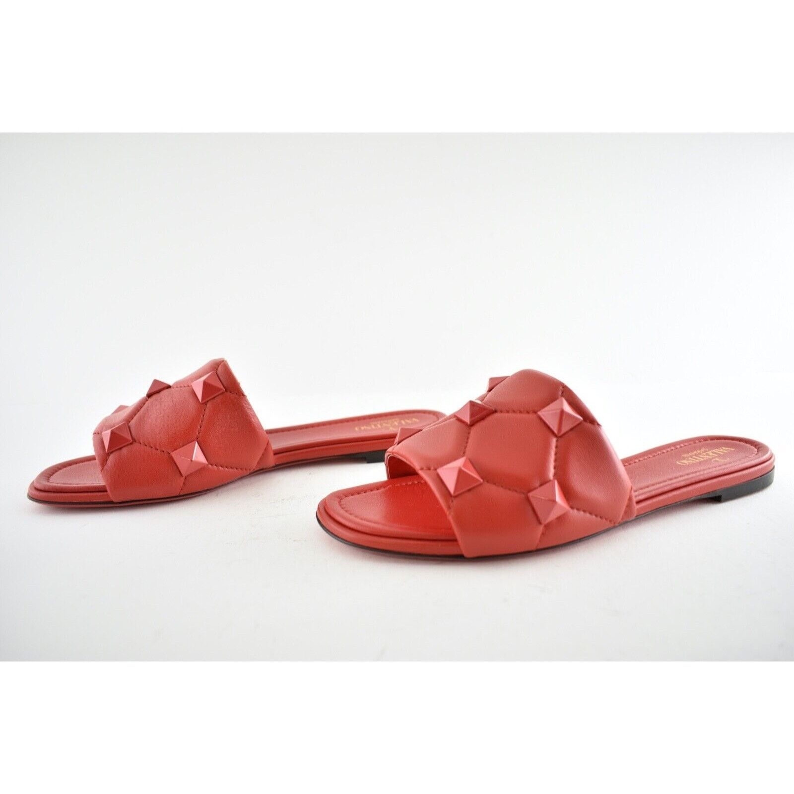 Valentino Valentino Rockstud Roman Stud Red Leather Quilted Slide Size US 6.5 / IT 36.5 - 10 Thumbnail
