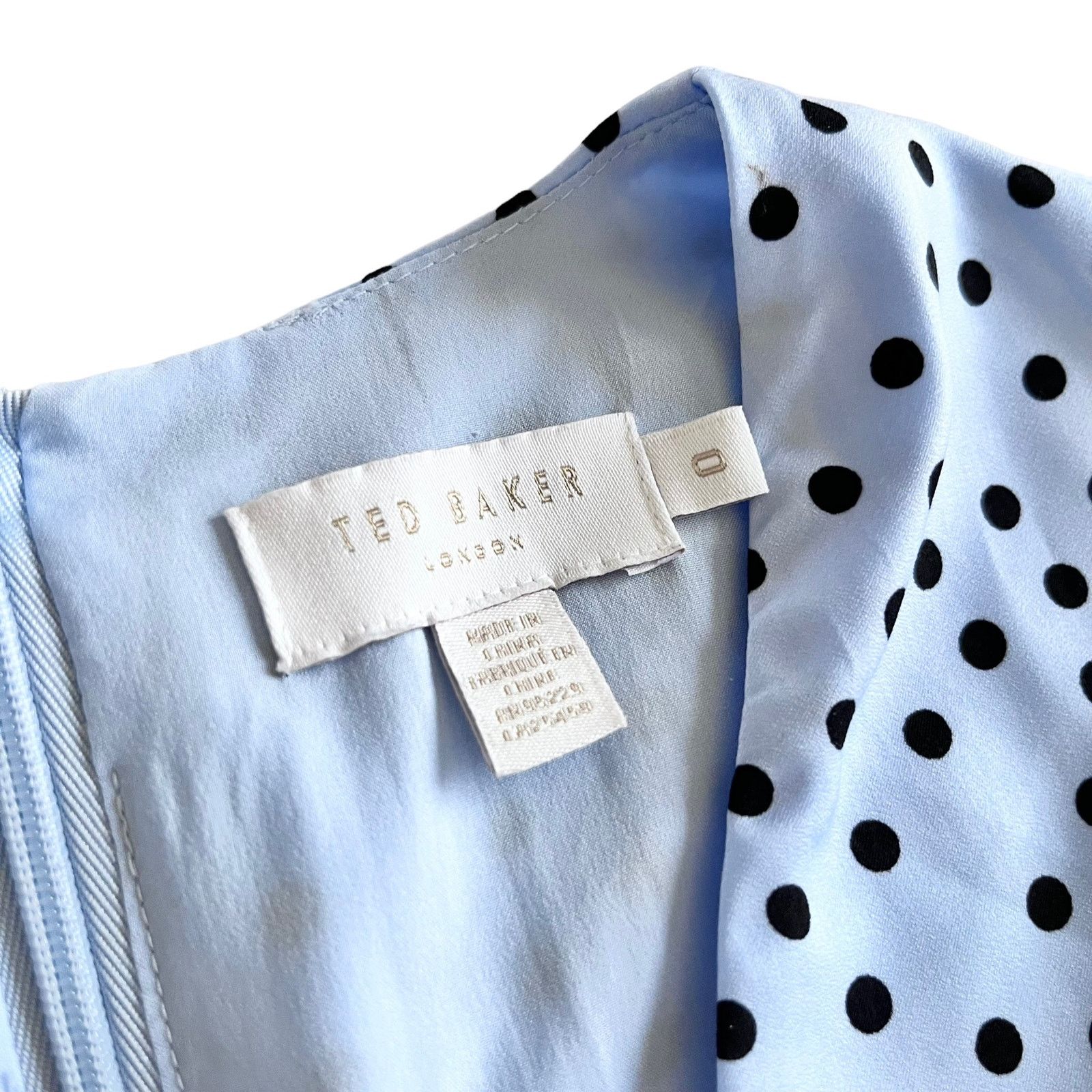Ted Baker TED BAKER MABBEL DOTTY PEPLUM Polka Dot DRESS, BLUE/BLACK Size XS / US 0-2 / IT 36-38 - 8 Thumbnail