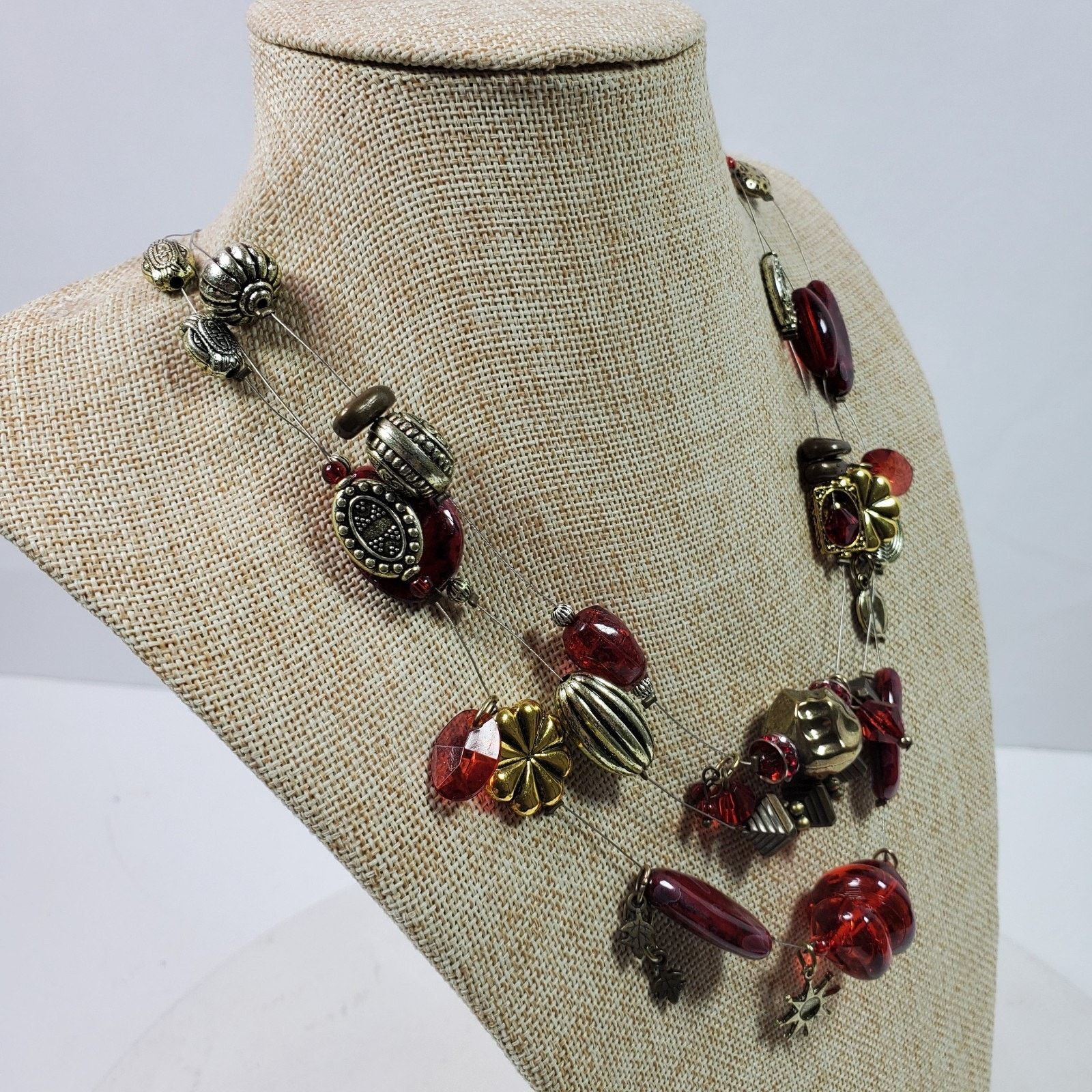 The Unbranded Brand Casual Career Bead Necklace 20" Red Silver Gold Tone Size ONE SIZE - 2 Thumbnail