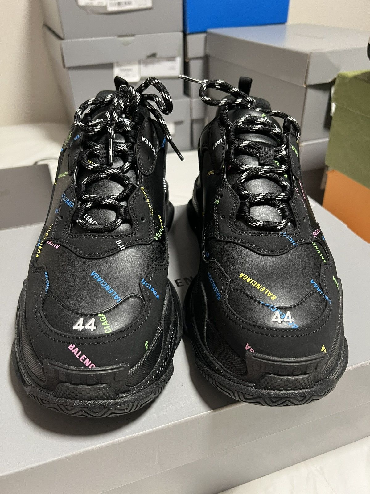 Balenciaga Balenciaga Triple S All Over Black/Multicolor Size US 11 / EU 44 - 4 Thumbnail