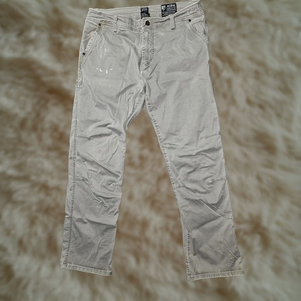Vintage Kuhl Mens 38x34 Gray Stretch Canvas Carpenter Pants Regular Inseam 32in Workwear Casual Regular Fit 5-Pocket Design Zip Fly Button Closure Size US 38 / EU 54 - 1 Thumbnail