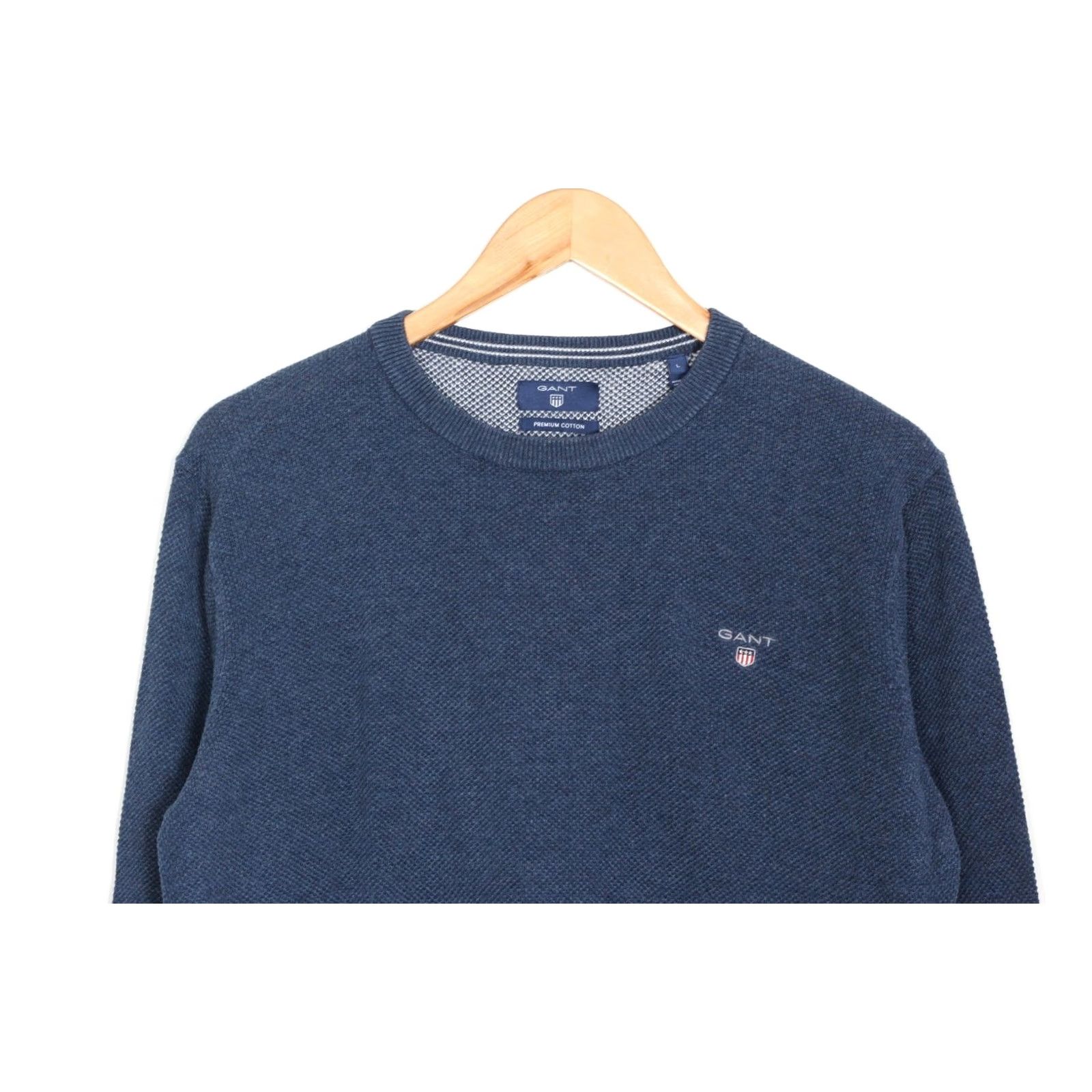Gant GANT Crew Neck Cotton Jumper Sweater Men L Blue VR3885 Size US L / EU 52-54 / 3 - 3 Thumbnail