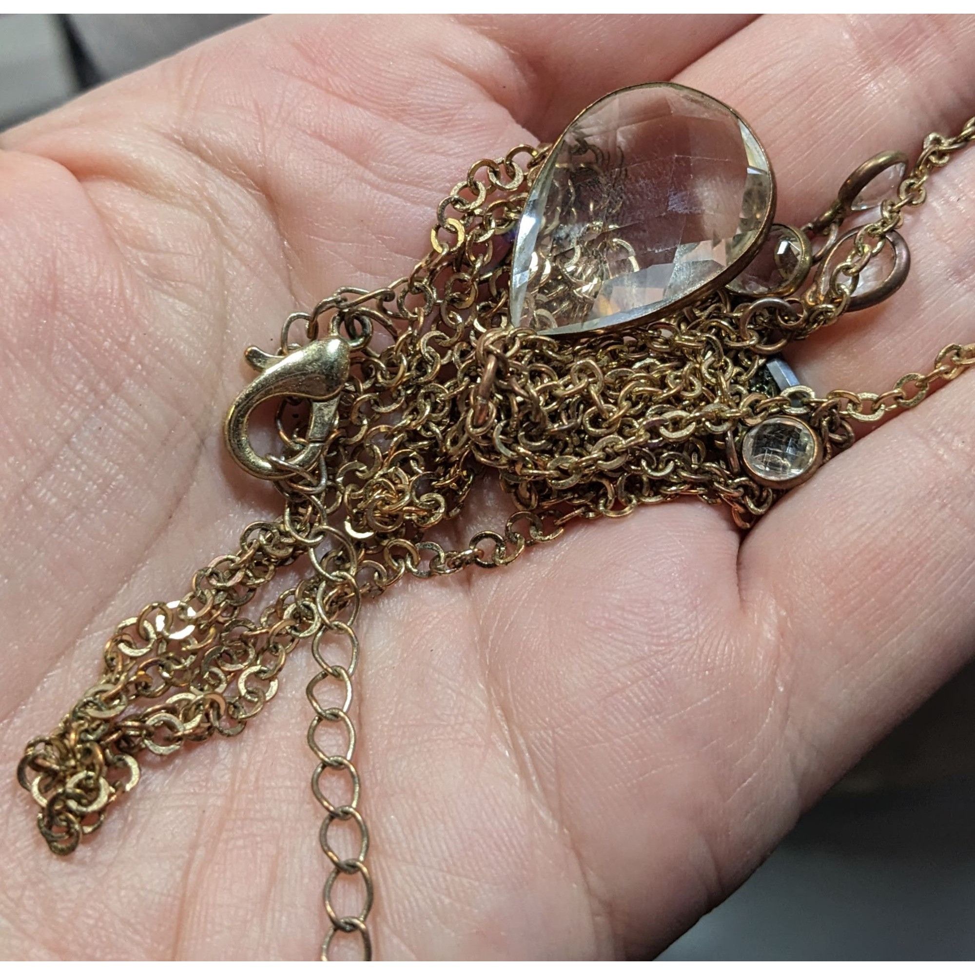 Other Whimsical Cluster Charm Pendant Necklace With Teardrop Gems Size ONE SIZE - 4 Thumbnail