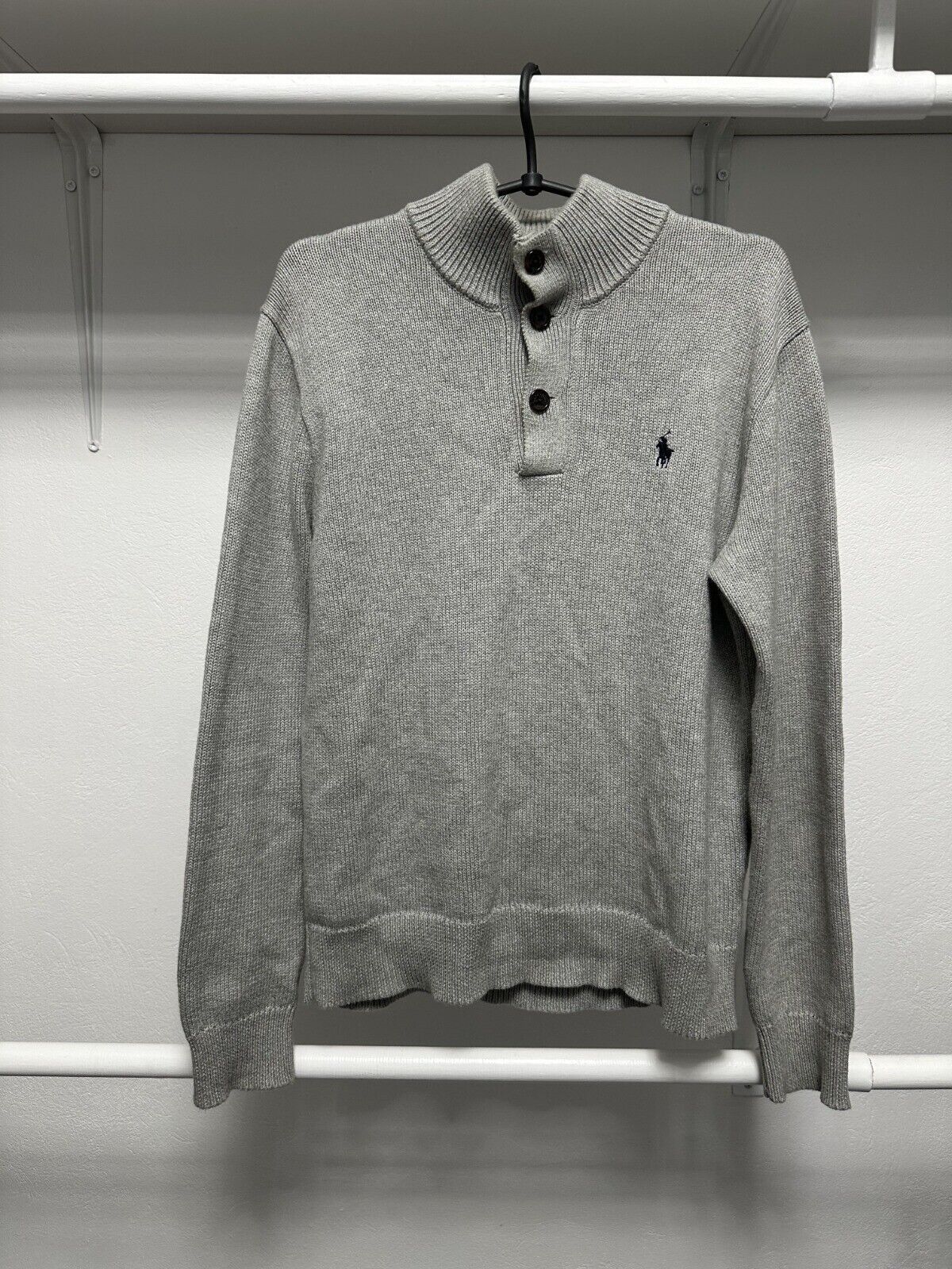 Polo Ralph Lauren Polo Ralph Lauren Men's Heavy Cotton Gray Knit Sweater Size US S / EU 44-46 / 1 - 1 Thumbnail
