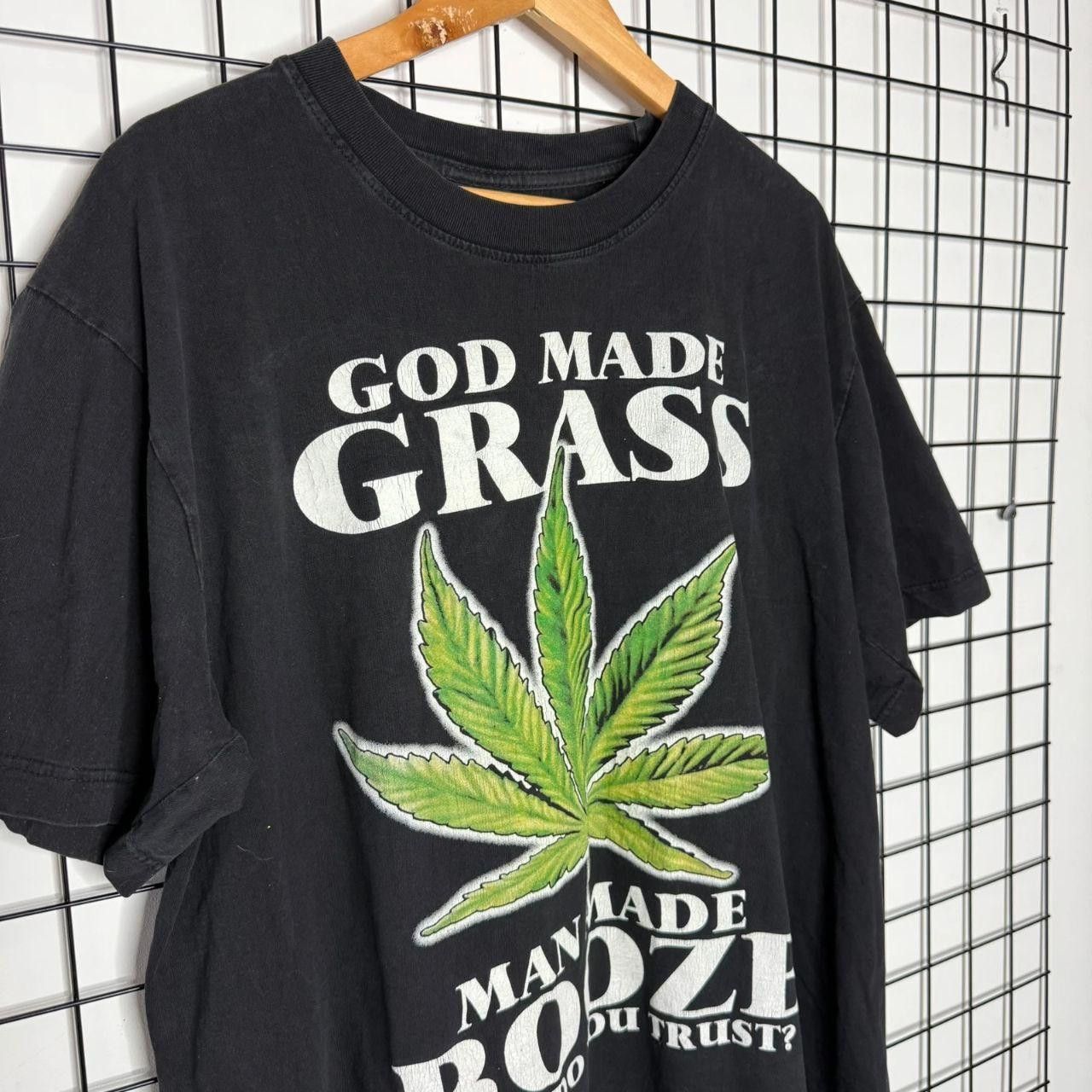 Vintage Vintage 90s God Made Grass 420 T shirt Printed Graphic Tee Size US L / EU 52-54 / 3 - 3 Thumbnail