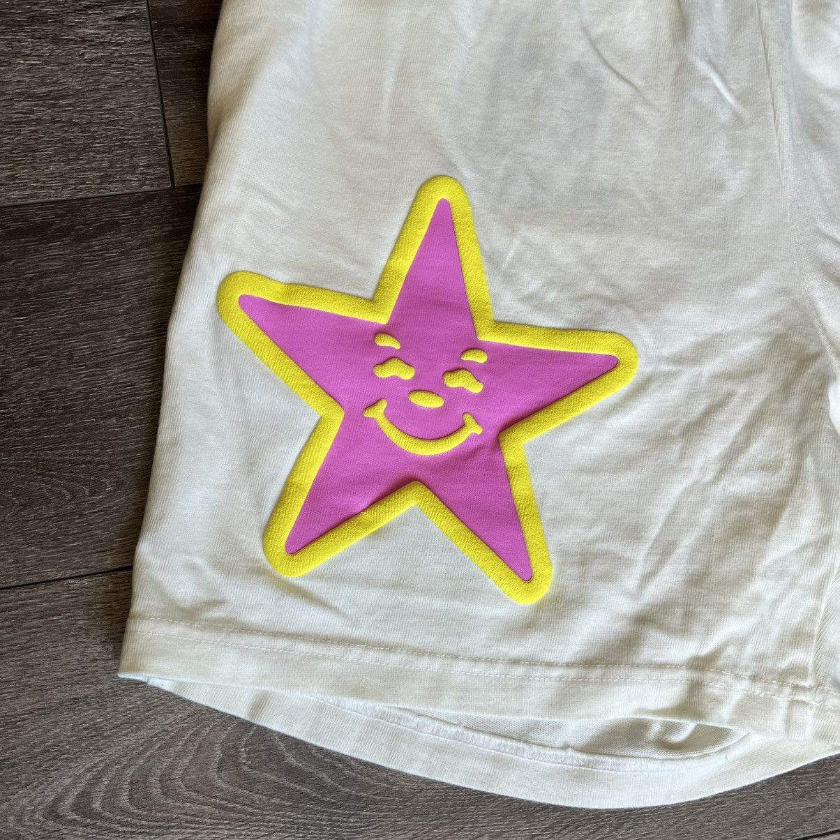 Asspizza Asspizza 2023 Puff Print Star Logo Shorts White Pink Size L Size US 34 / EU 50 - 3 Thumbnail