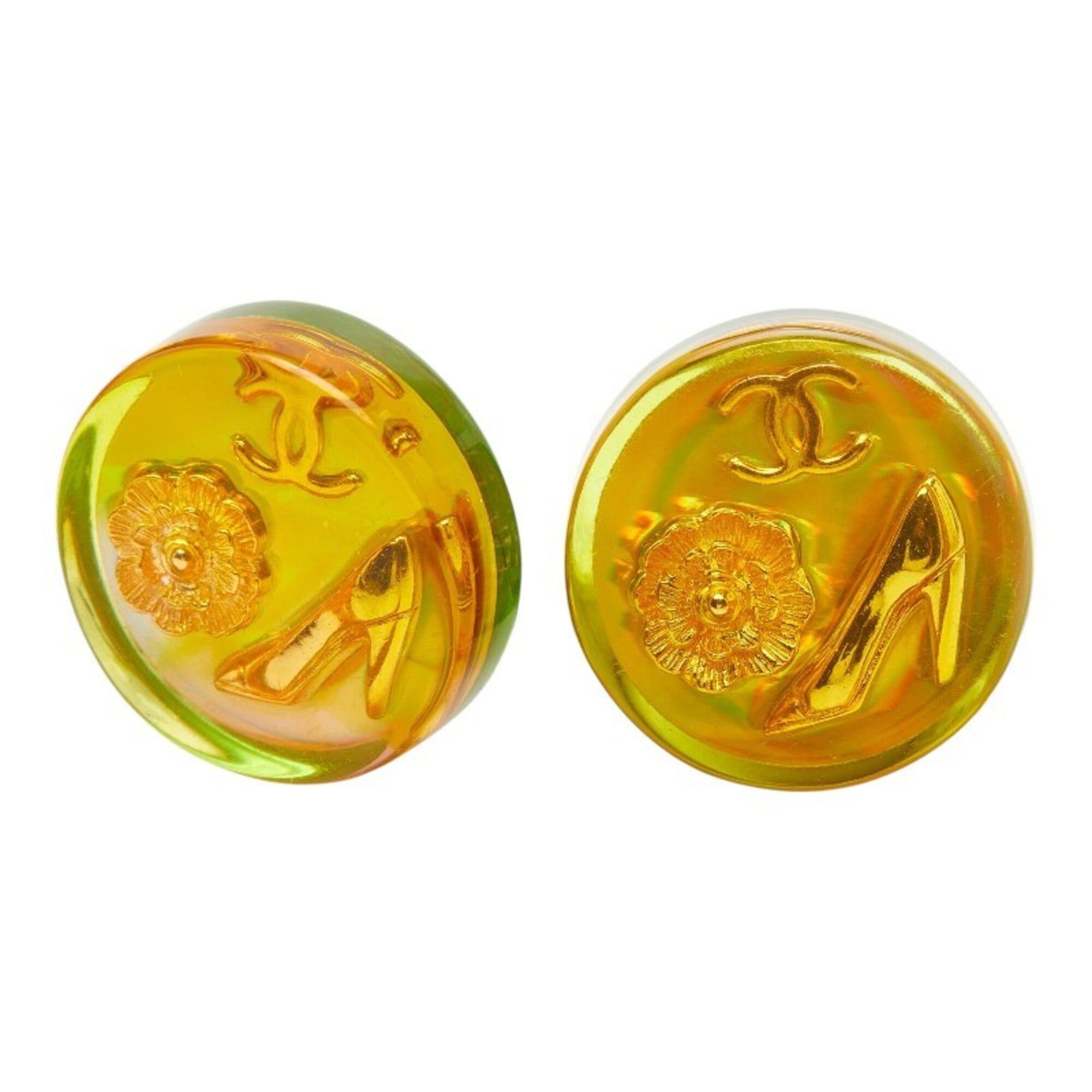 Chanel Chanel Coco Mark Camellia Heel Vintage Earrings 97P Orange Aurora Plated Resin Women's CHANEL Size ONE SIZE - 1 Thumbnail