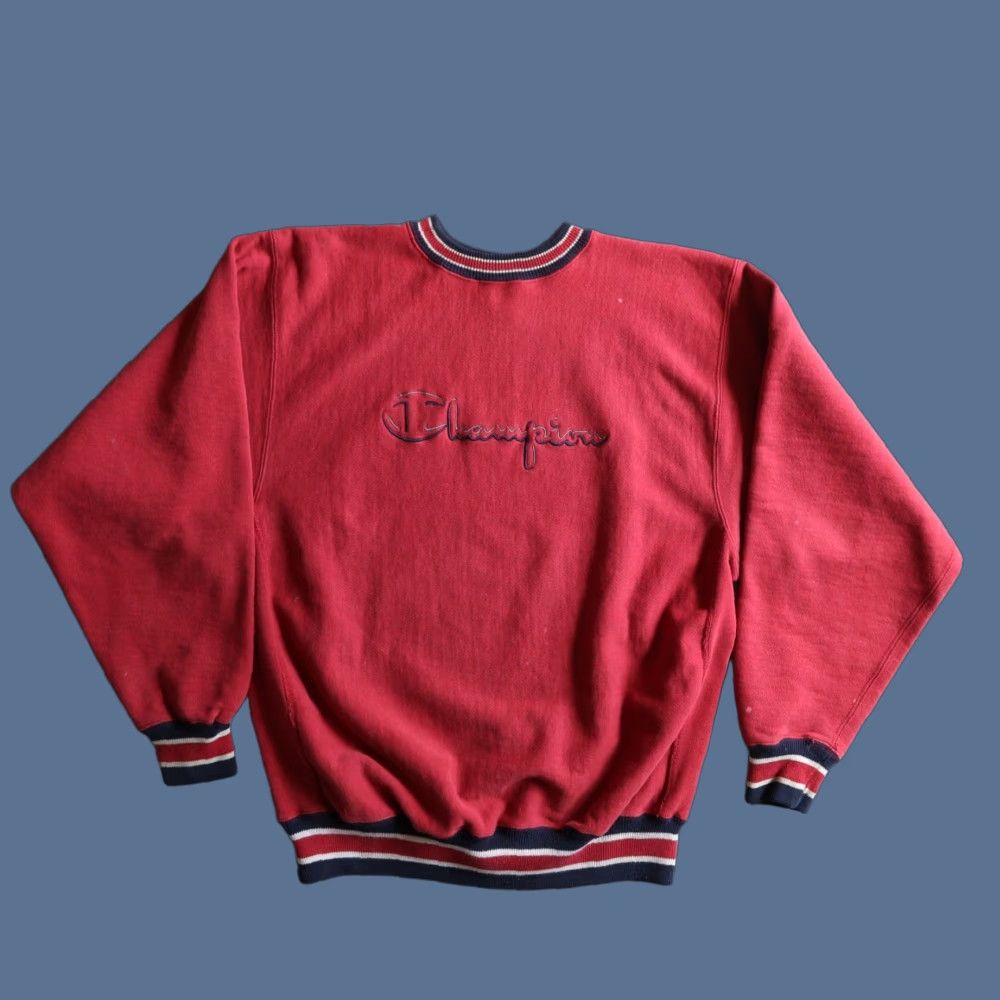 VINTAGE Champion Sweatshirt XL Logo Embroidered 90s Reverse Weave