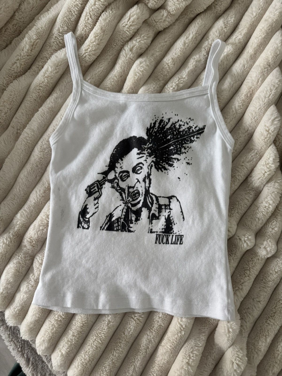 Death Grips × Praying havoc cult NEGLECT tank fuck life living to die shirt crop Size ONE SIZE - 3 Thumbnail