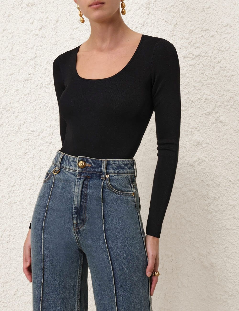 Zimmermann oc11z0925 Illustration Knit Bodysuit in Black Size XS / US 0-2 / IT 36-38 - 2 Thumbnail