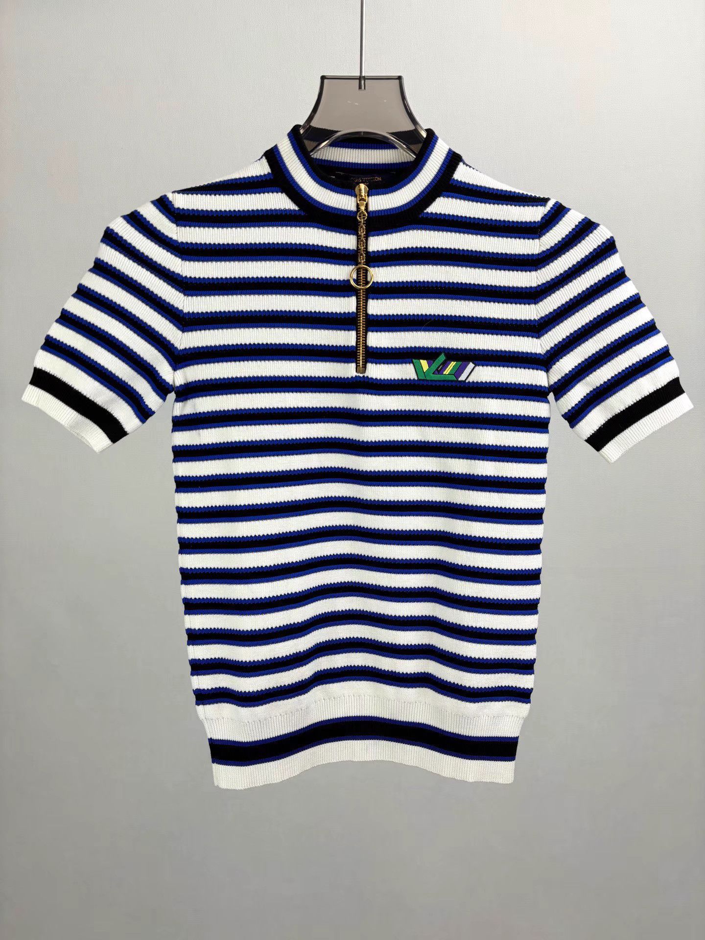 Louis Vuitton LOUIS VUITTON LV Wool Striped Knit Short Sleeve Size S / US 4 / IT 40 - 1 Thumbnail